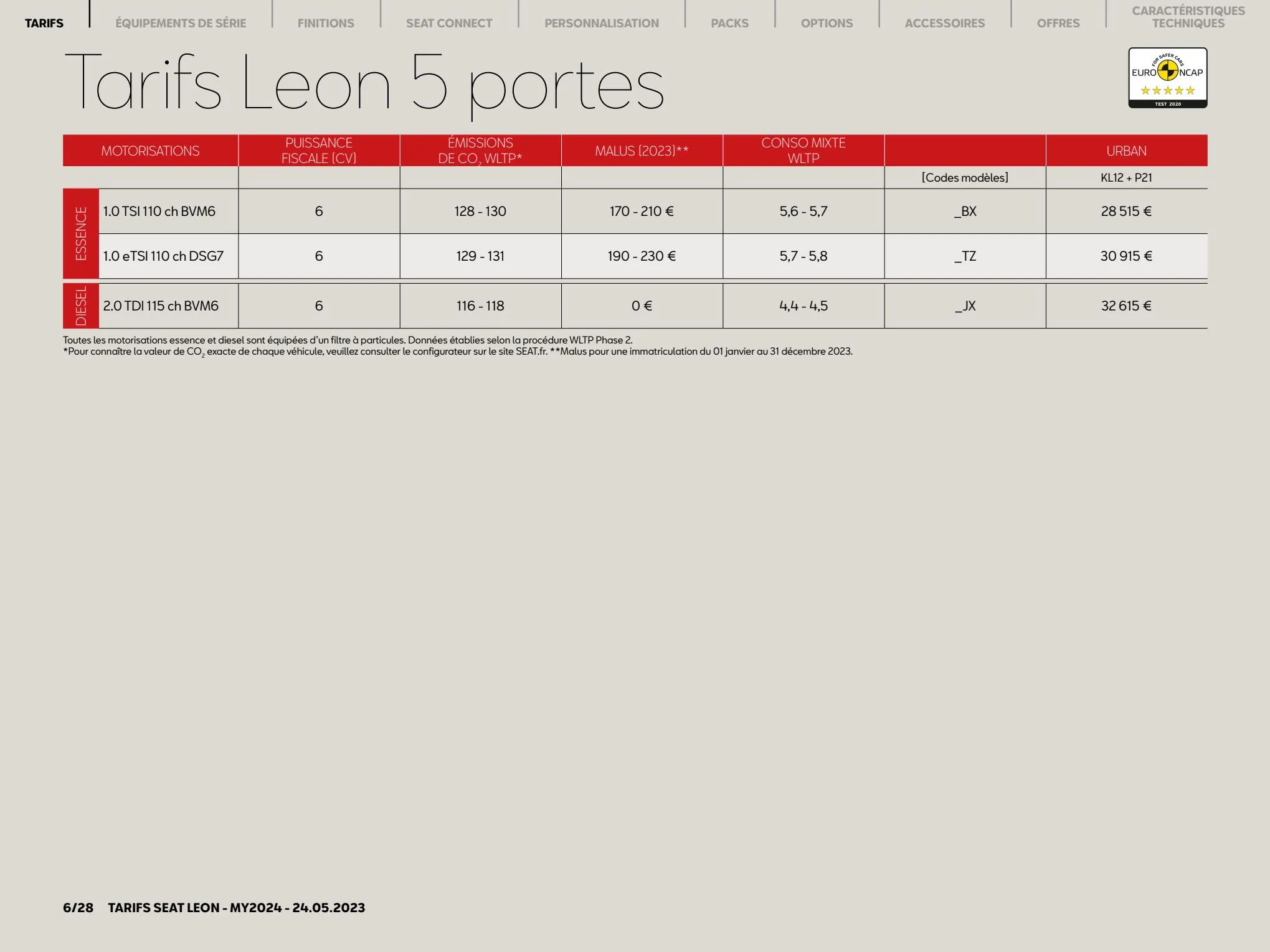 Catalogue SEAT Leon 5 portes, page 00006