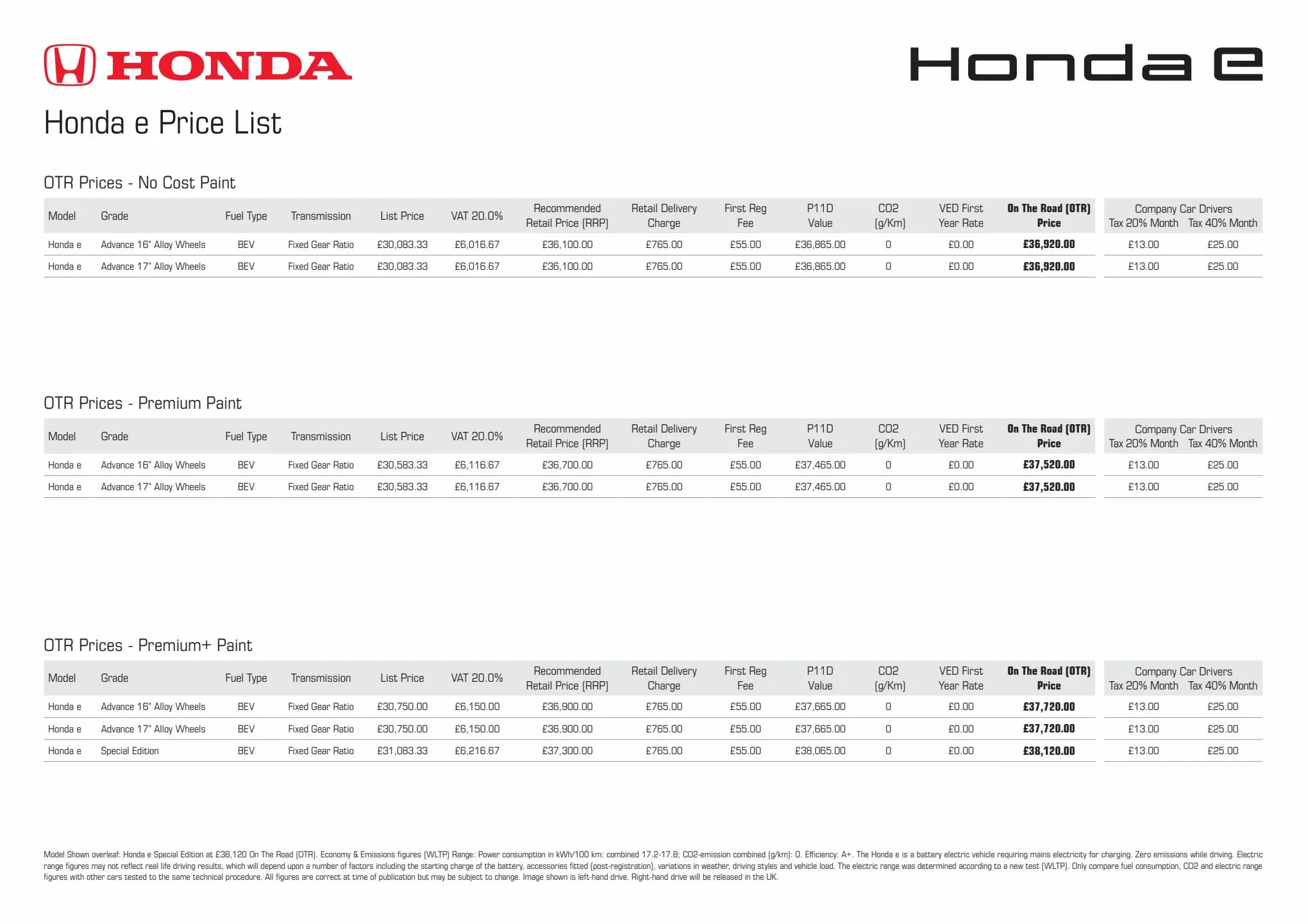 Catalogue Honda-e, page 00002