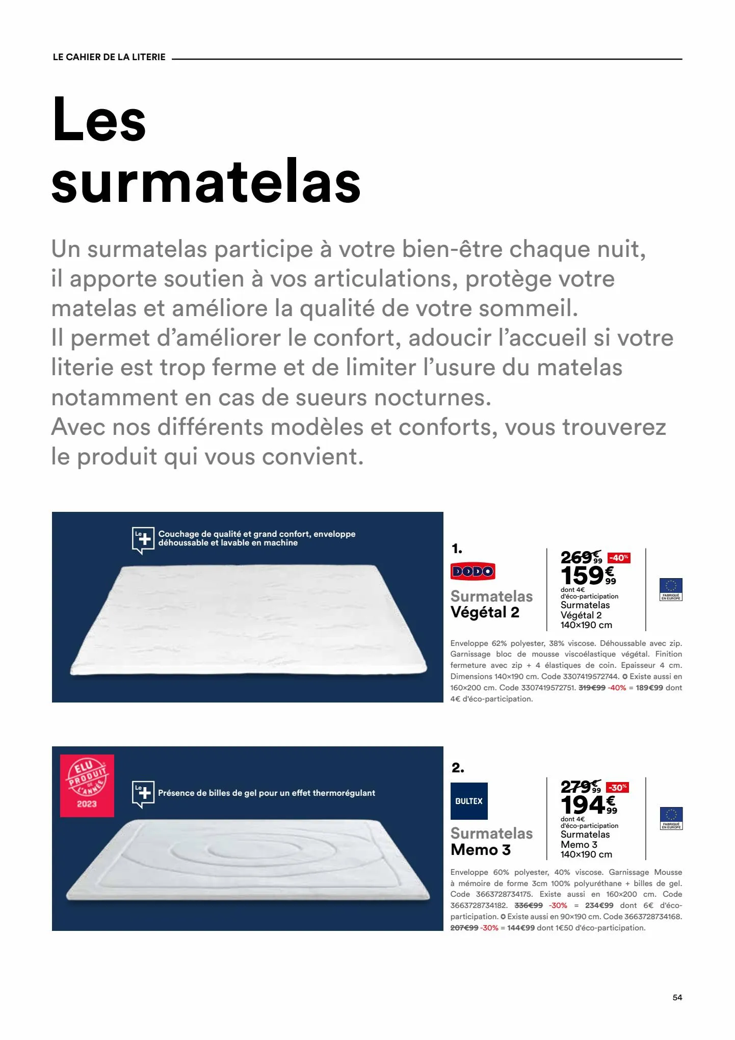 Catalogue Guide Literie 2023, page 00054