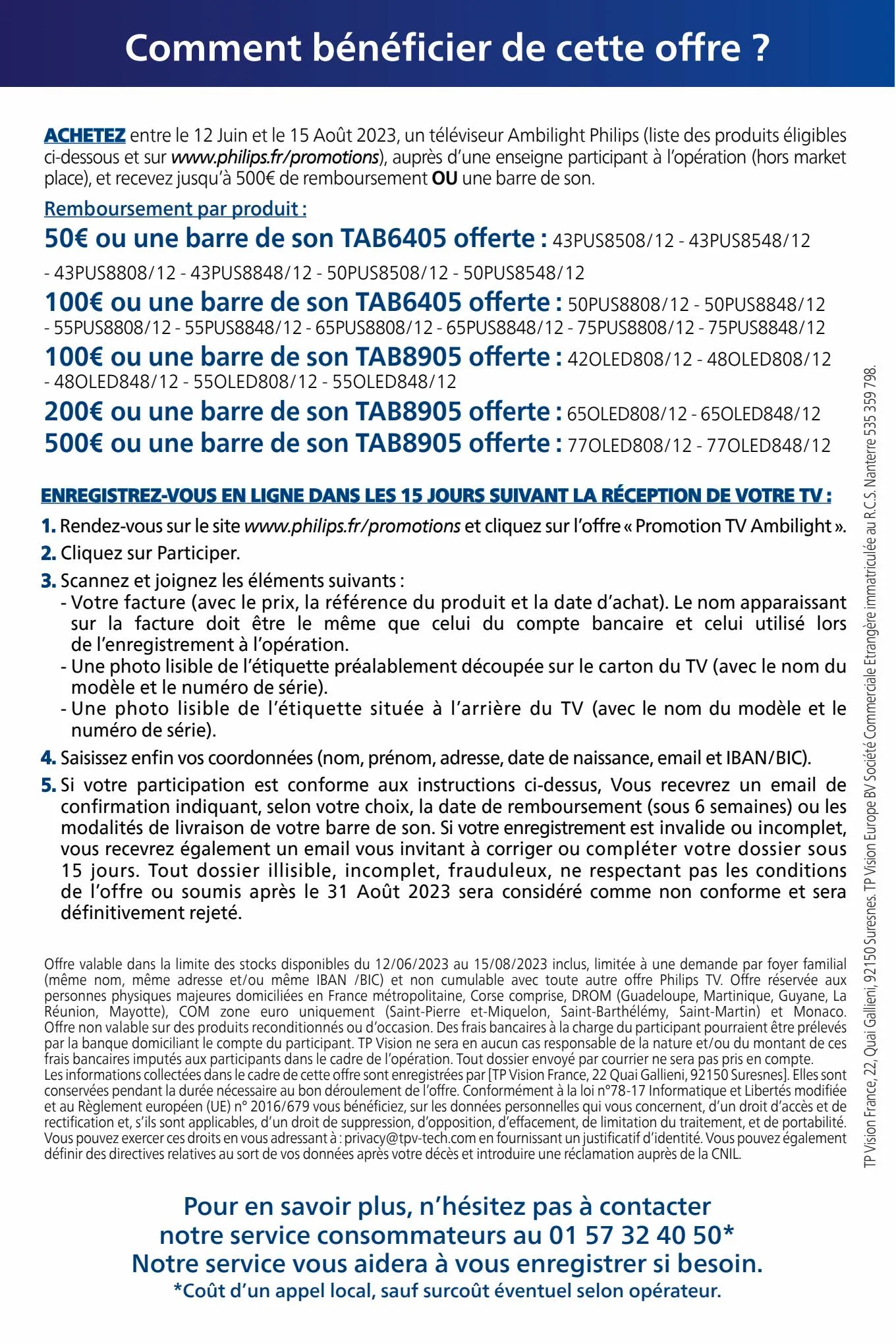 Catalogue Philips Jusqu'à 500€ remboursés*, page 00002