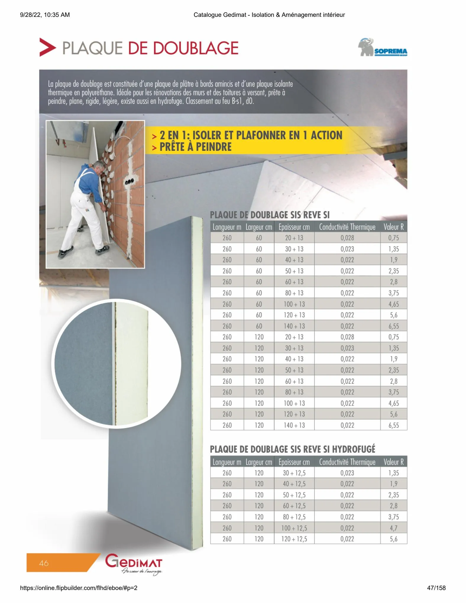 Catalogue Catalogue Gedimat - Isolation & Aménagement intérieur, page 00046
