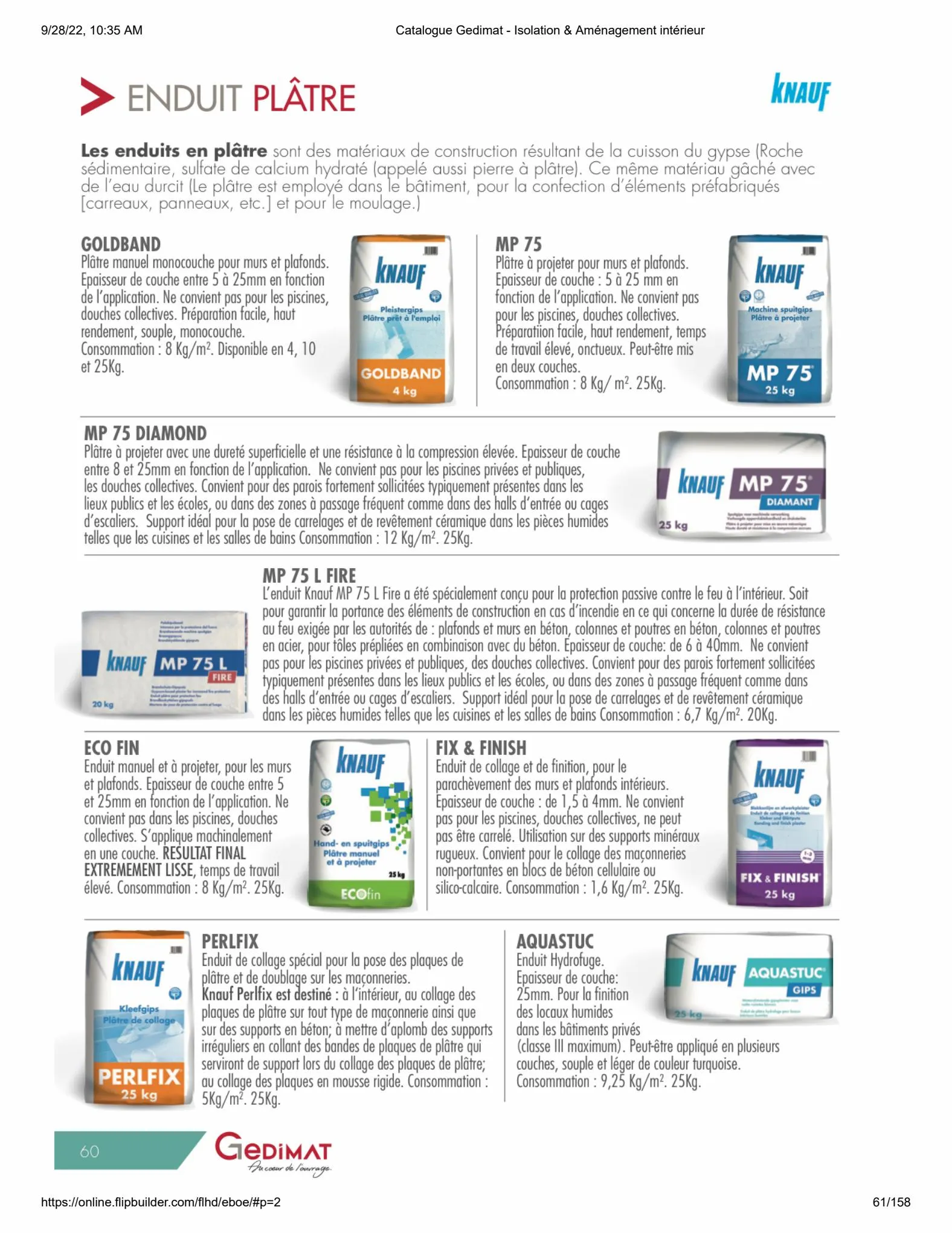 Catalogue Catalogue Gedimat - Isolation & Aménagement intérieur, page 00060