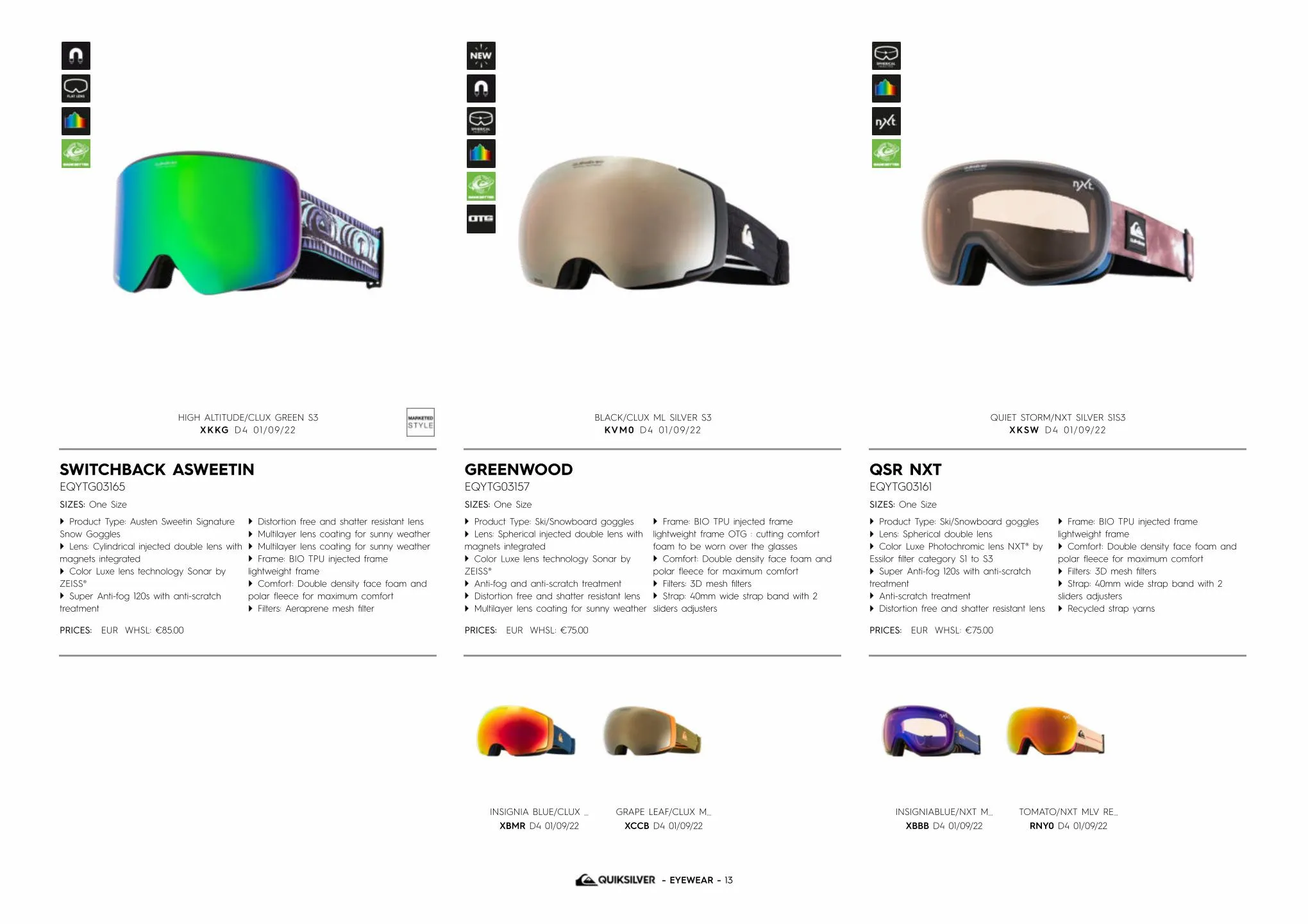 Catalogue QUIKSILVER SNOWGOGGLES, page 00013