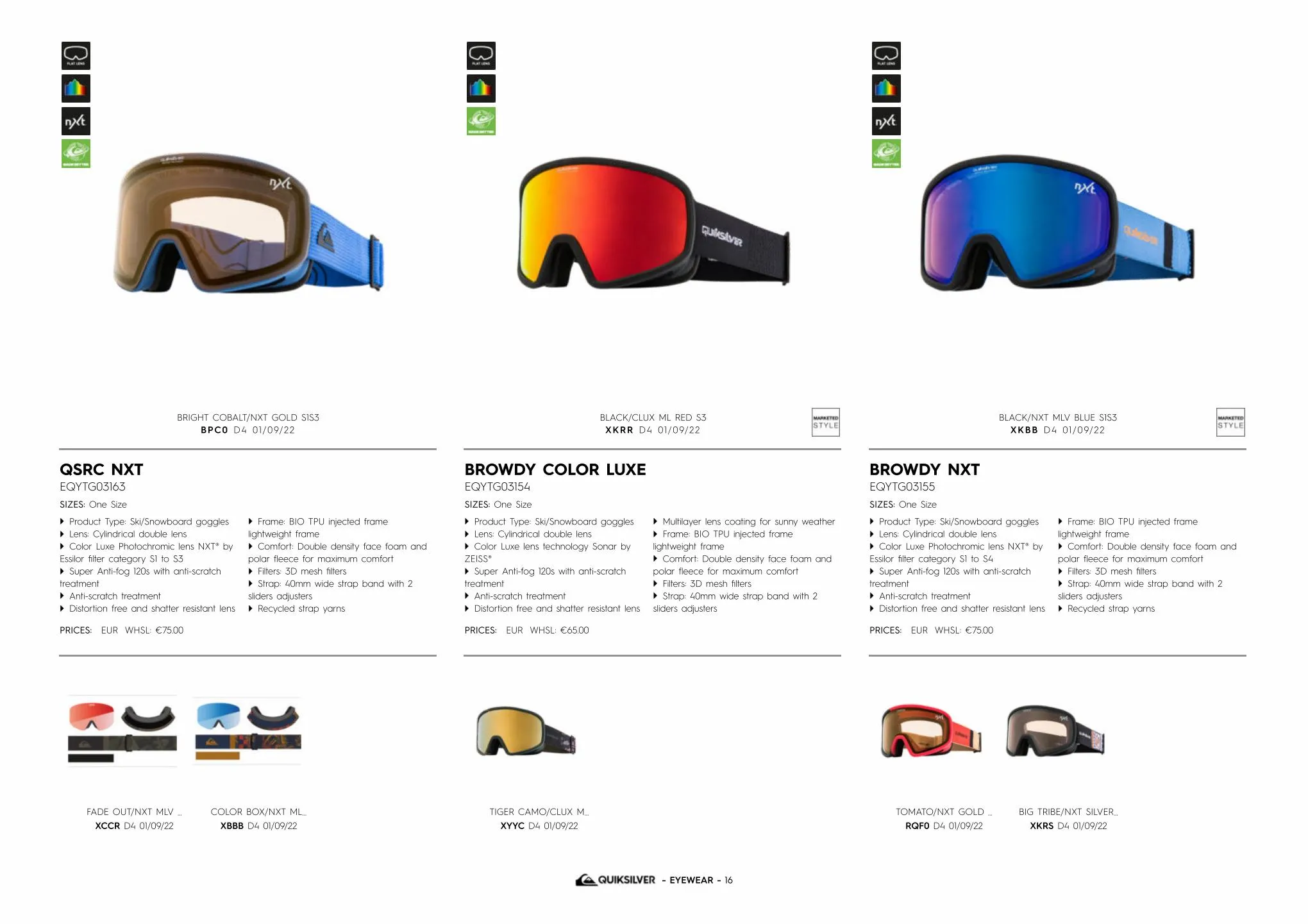 Catalogue QUIKSILVER SNOWGOGGLES, page 00016