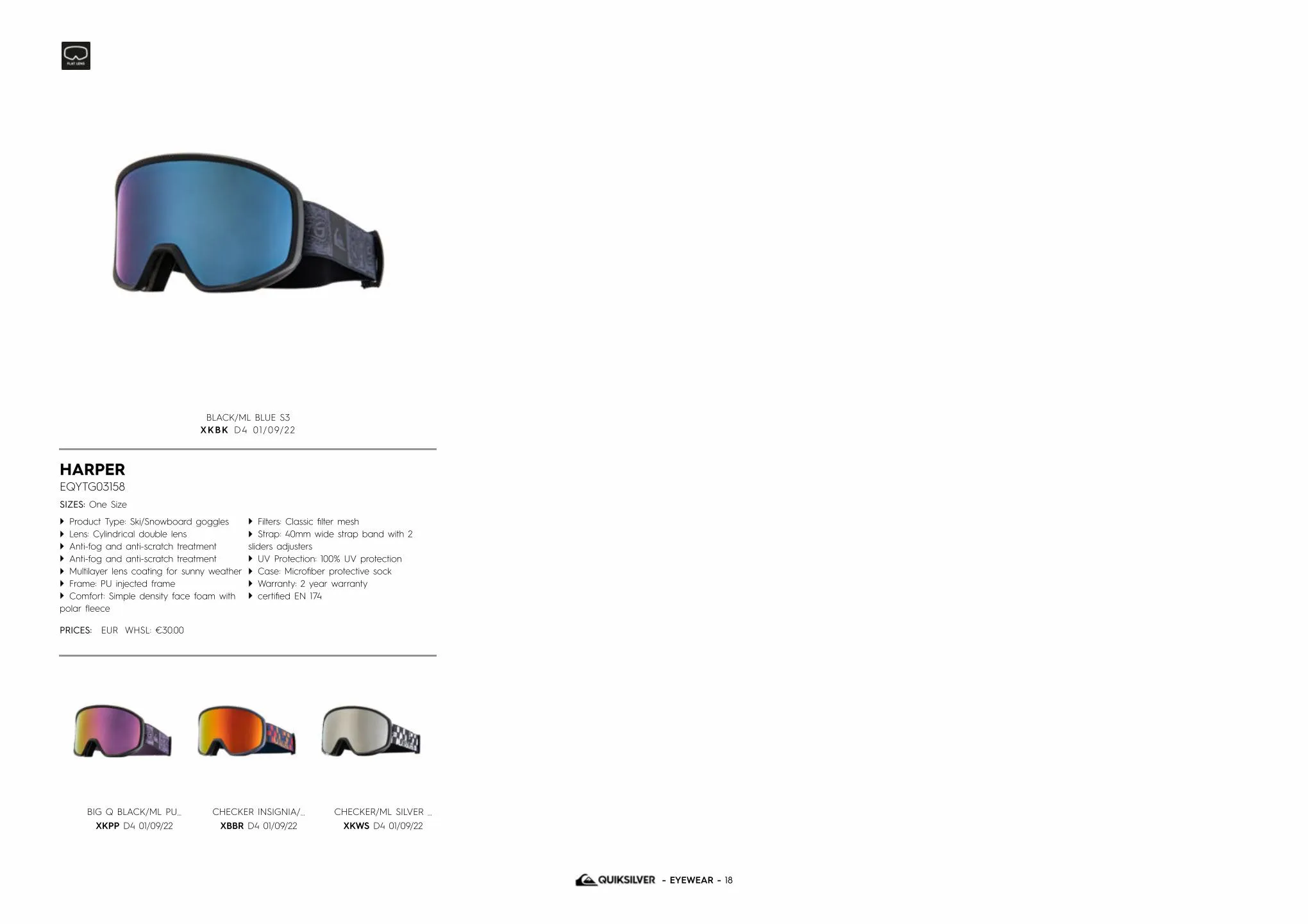 Catalogue QUIKSILVER SNOWGOGGLES, page 00018