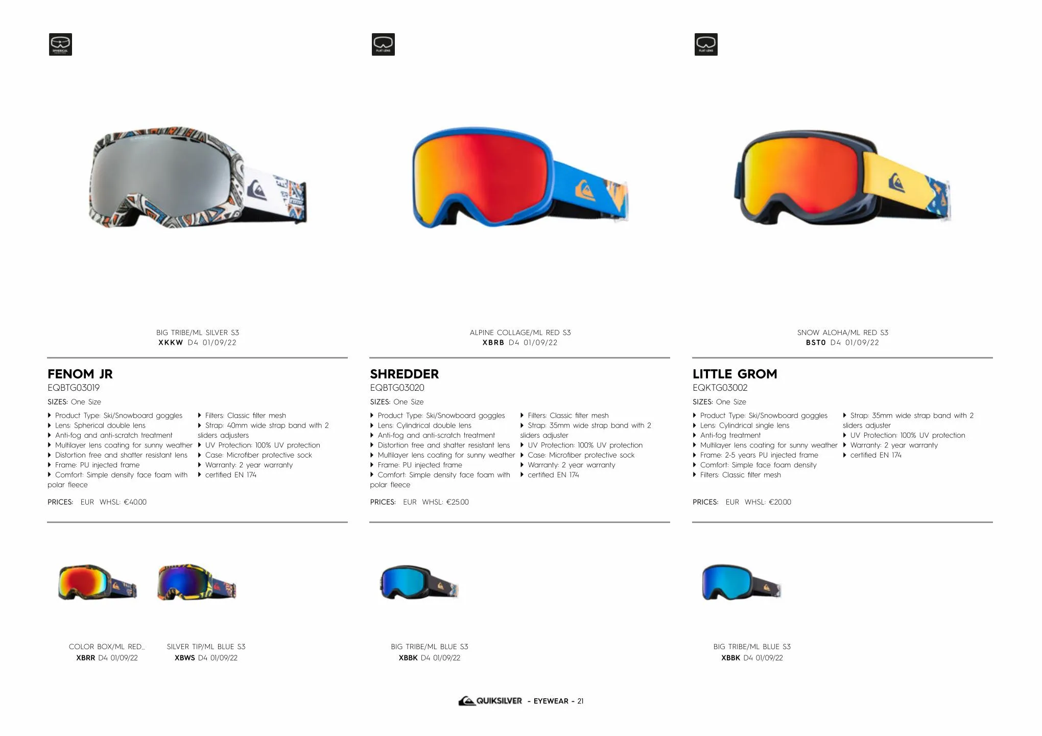 Catalogue QUIKSILVER SNOWGOGGLES, page 00021