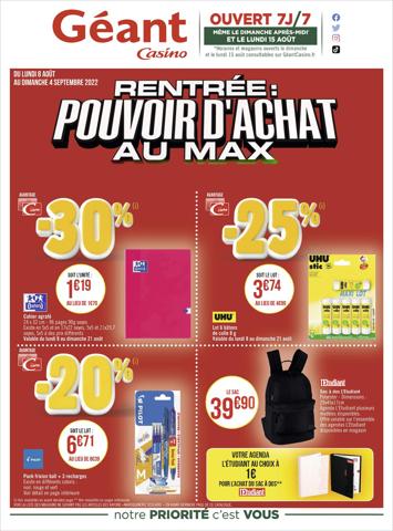 Catalogue Géant Casino à Bordeaux | Rentrée : pouvoir d'achat au max | 07/08/2022 - 04/09/2022