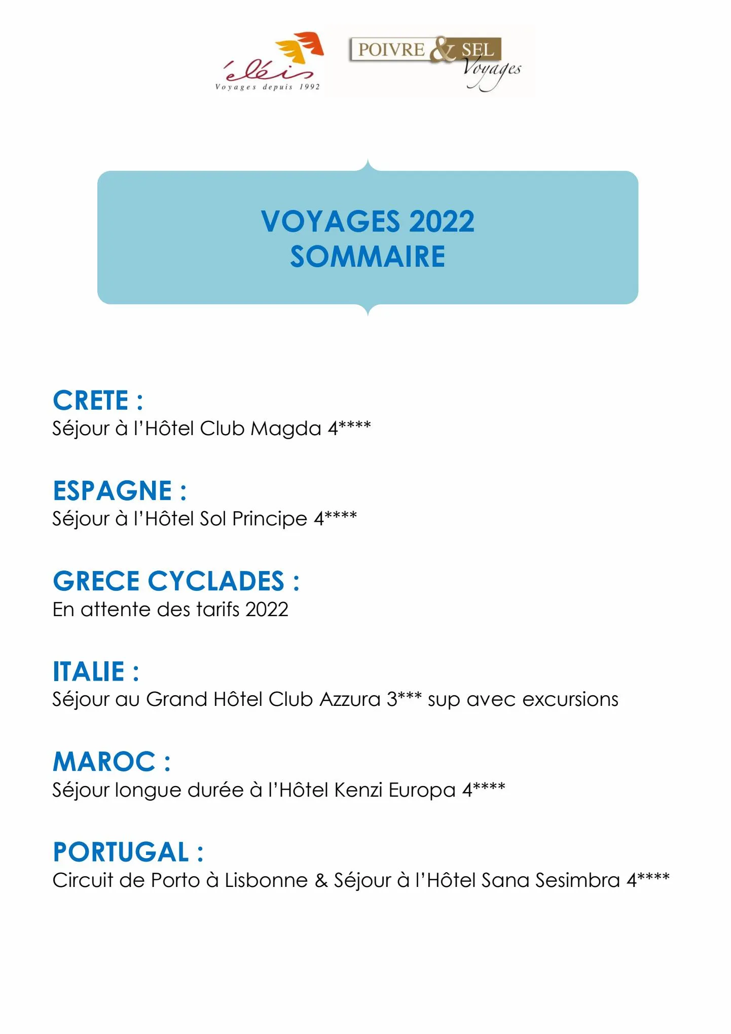 Catalogue VOYAGES 2022, page 00002