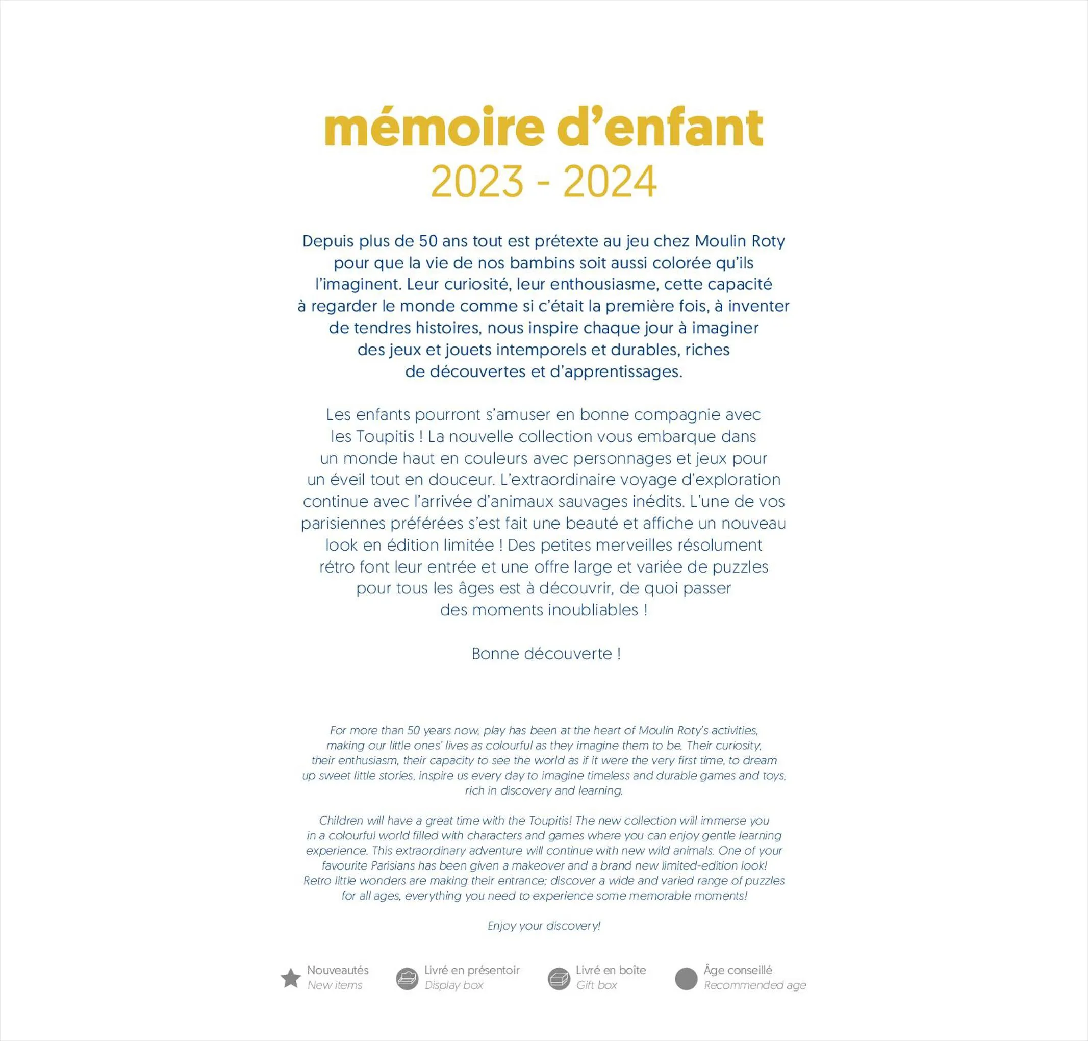 Catalogue Mémoire d’Enfant 2023 / 2024, page 00003