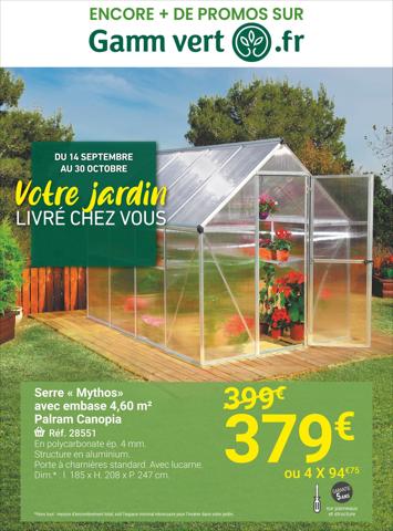 Promos de Jardineries et Animaleries à Lyon | Votre jardin livré chez vous sur Gamm vert | 13/09/2022 - 30/10/2022