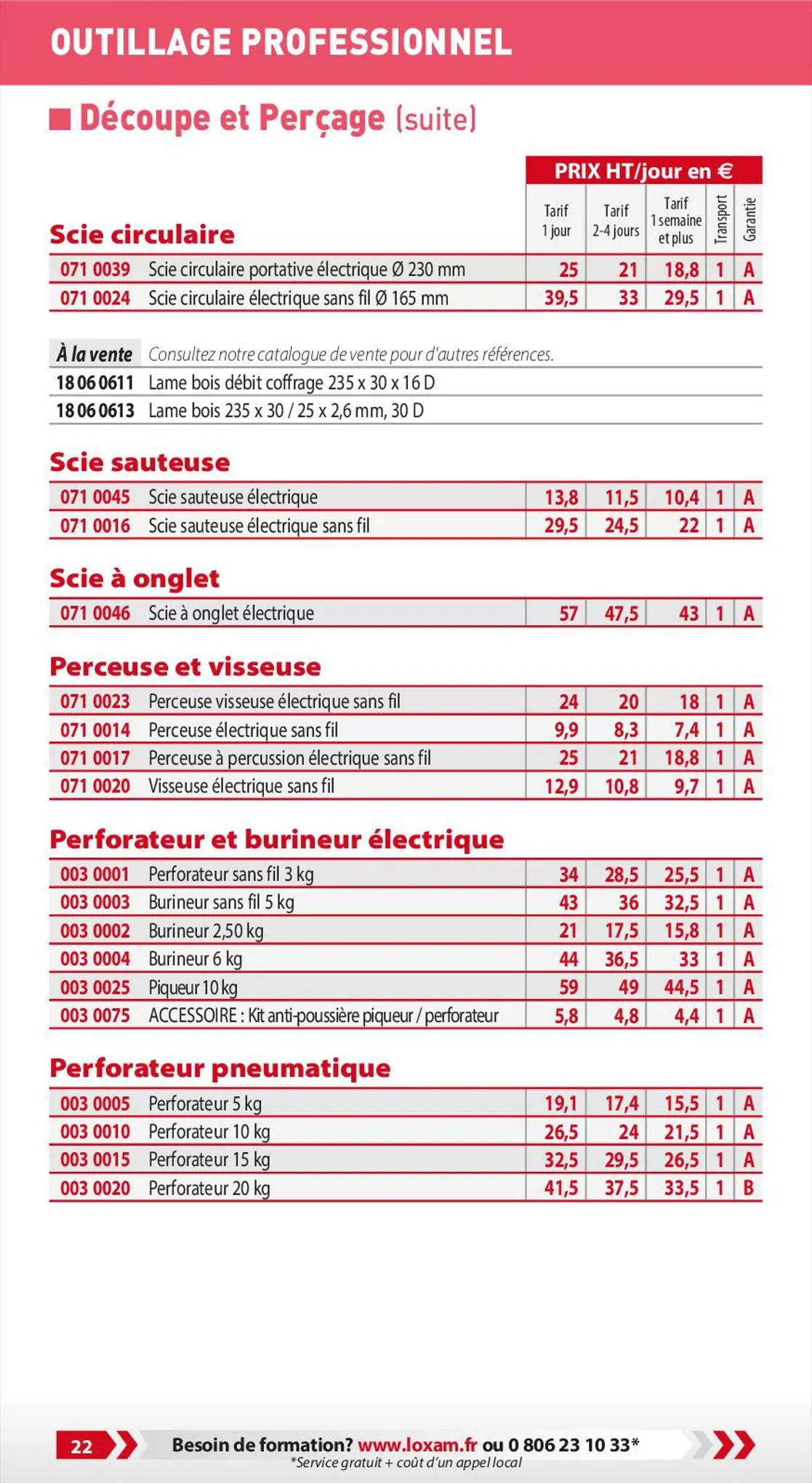 Catalogue Loxam Tarifs professionnels, page 00024