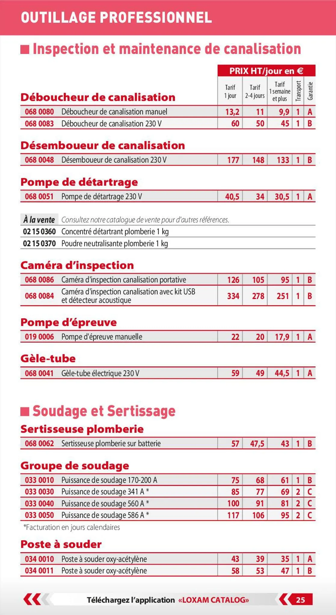 Catalogue Loxam Tarifs professionnels, page 00027
