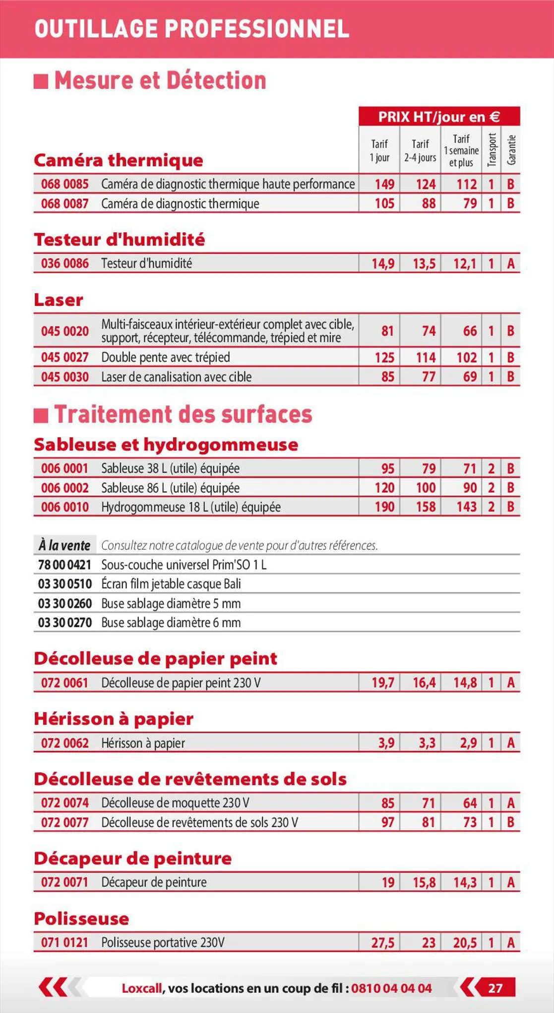 Catalogue Loxam Tarifs professionnels, page 00029