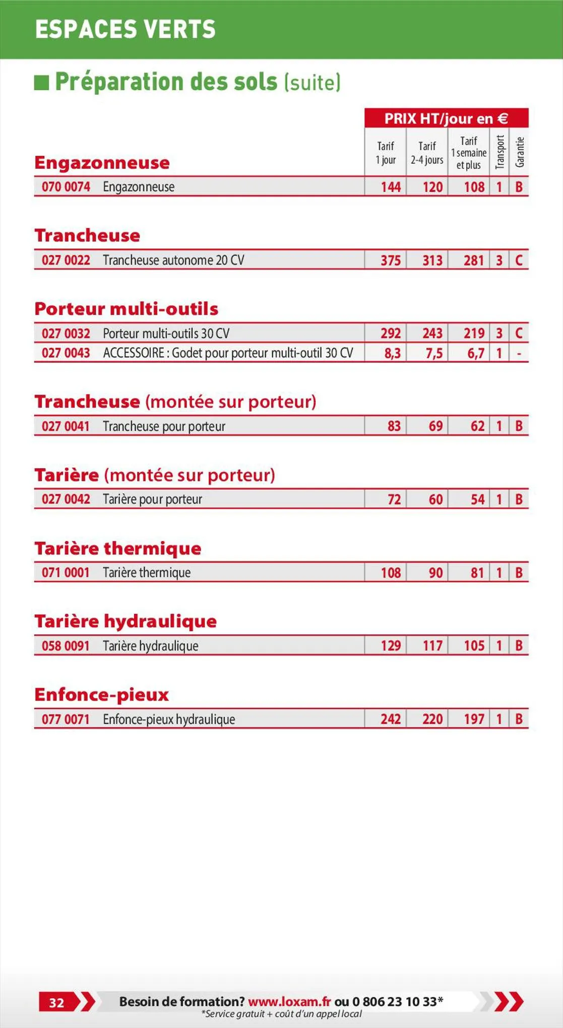 Catalogue Loxam Tarifs professionnels, page 00034