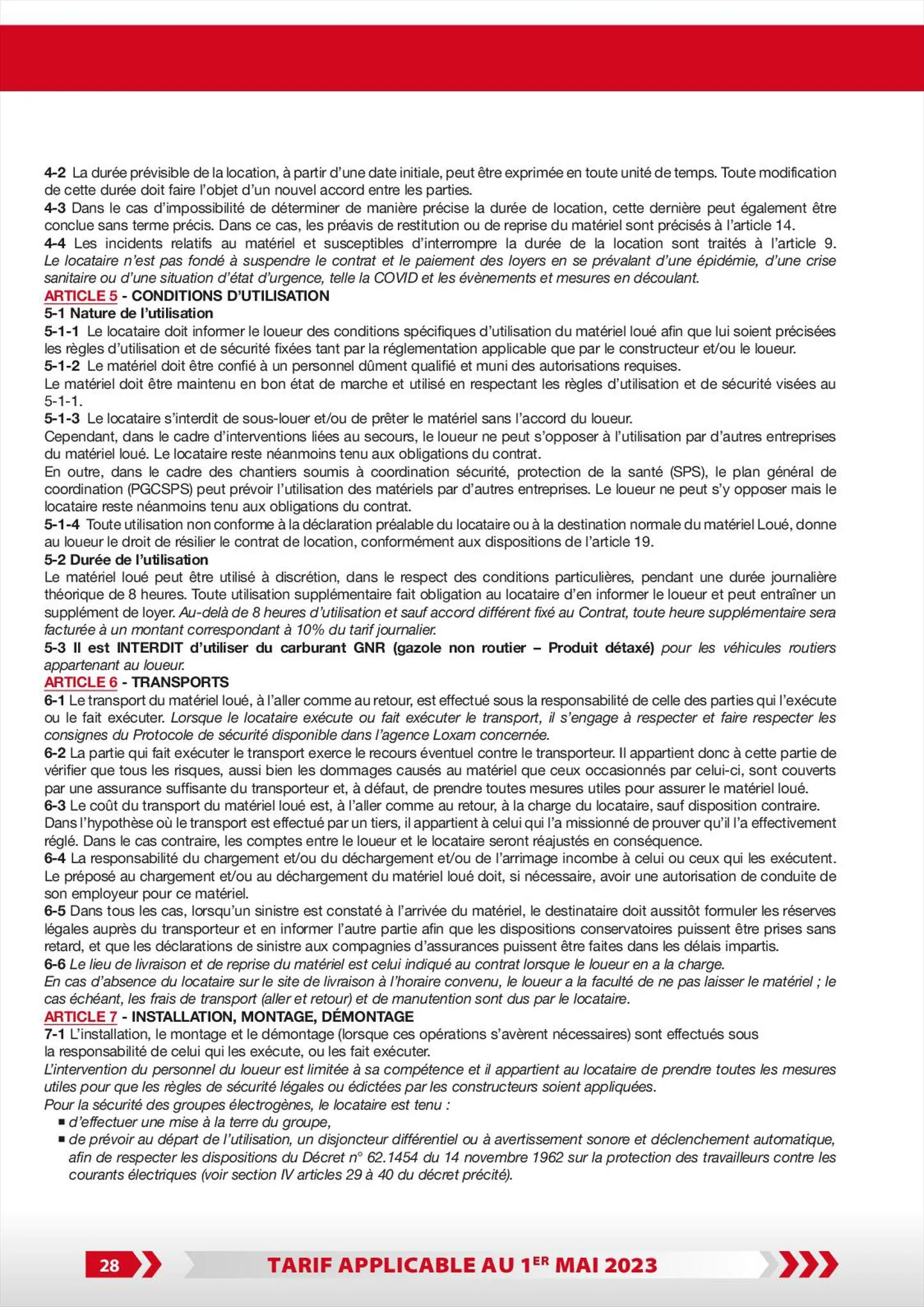 Catalogue Loxam Tarifs particuliers, page 00030