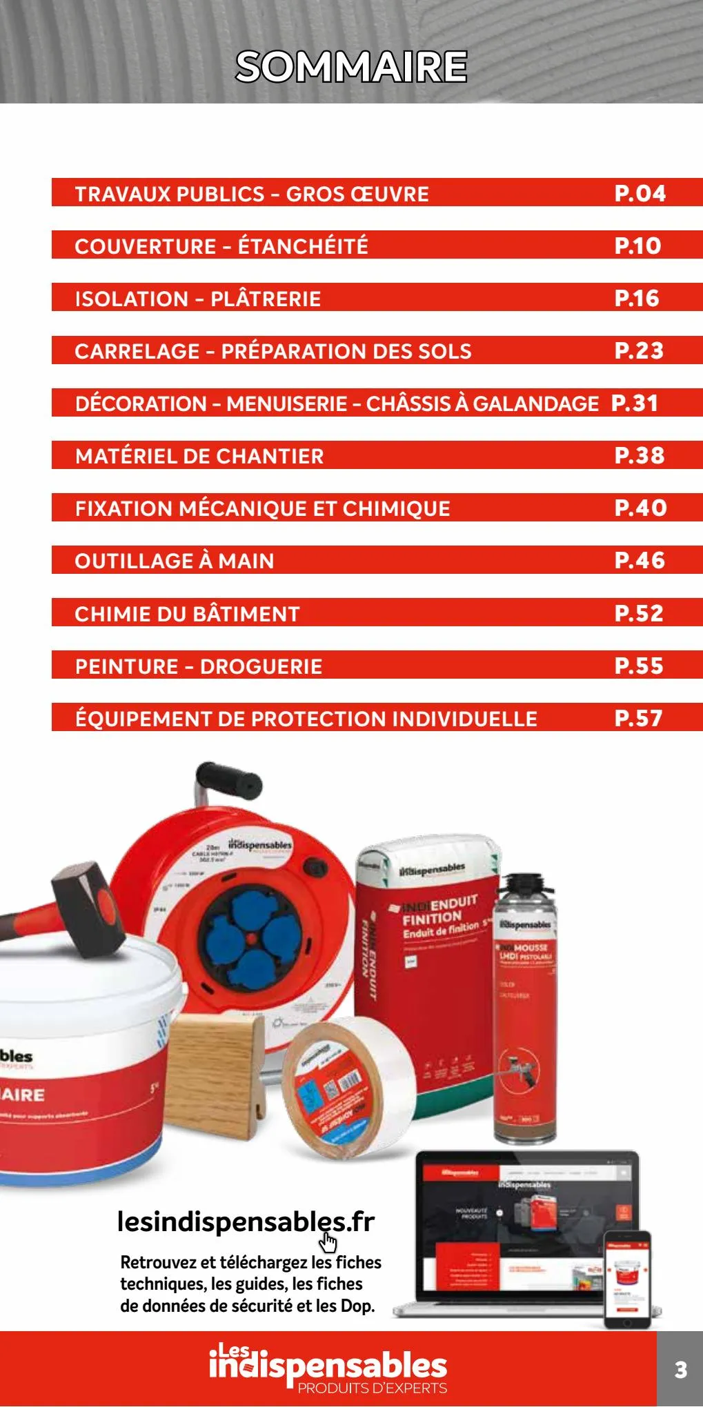 Catalogue Quéguiner Matériaux - Les Indispensables Guide, page 00003
