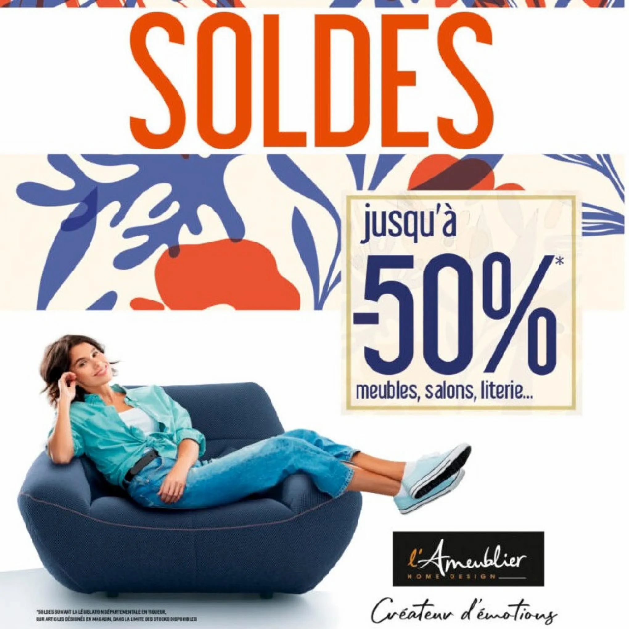 Catalogue SOLDES jusqu’à -50%* sur une sélection de meubles, salons et literie, page 00001