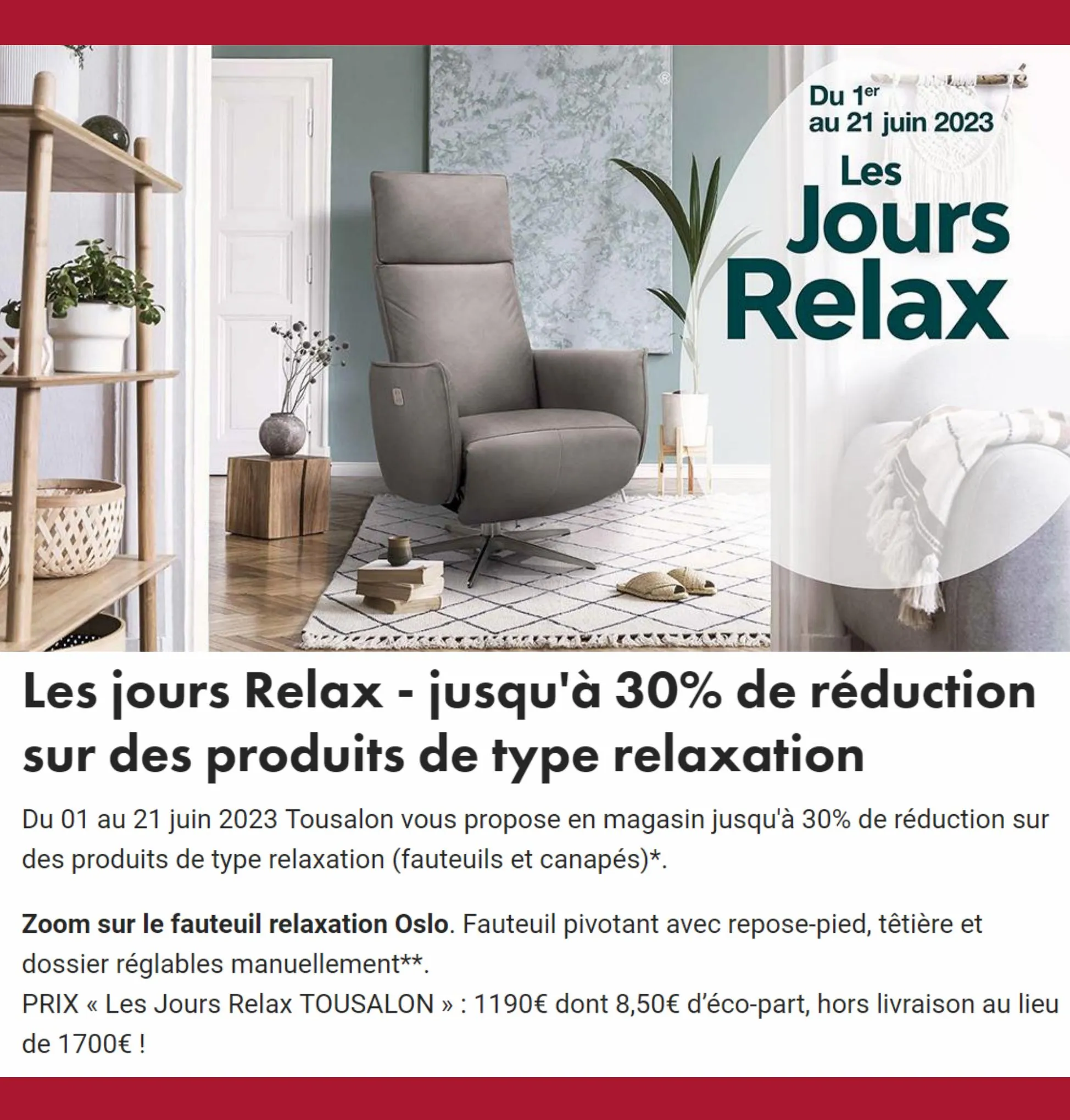 Catalogue Jes Jours Relax Jusqu'à -30%*, page 00002