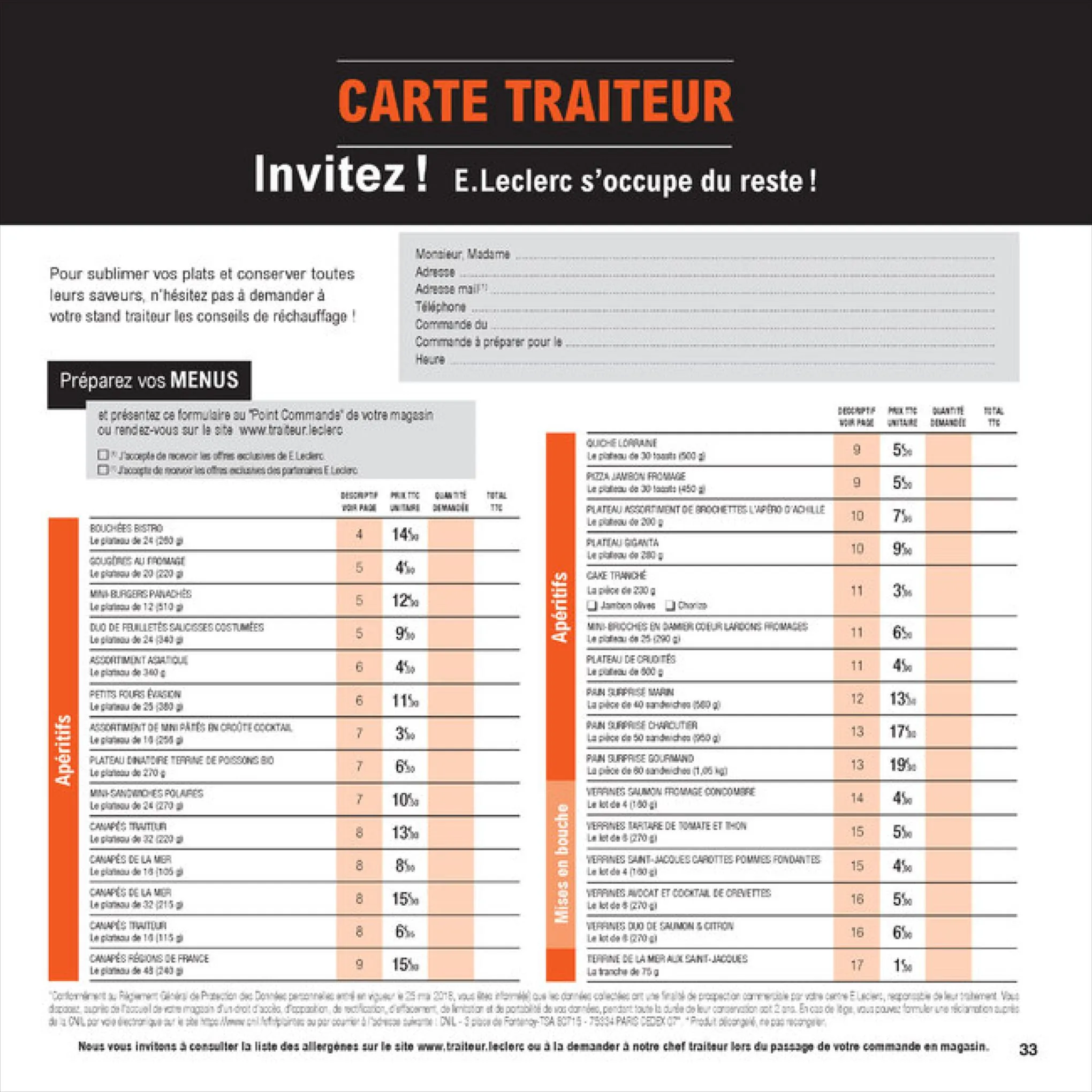 Catalogue VOTRE SERVICE TRAITEUR à prix E. Leclerc, page 00033