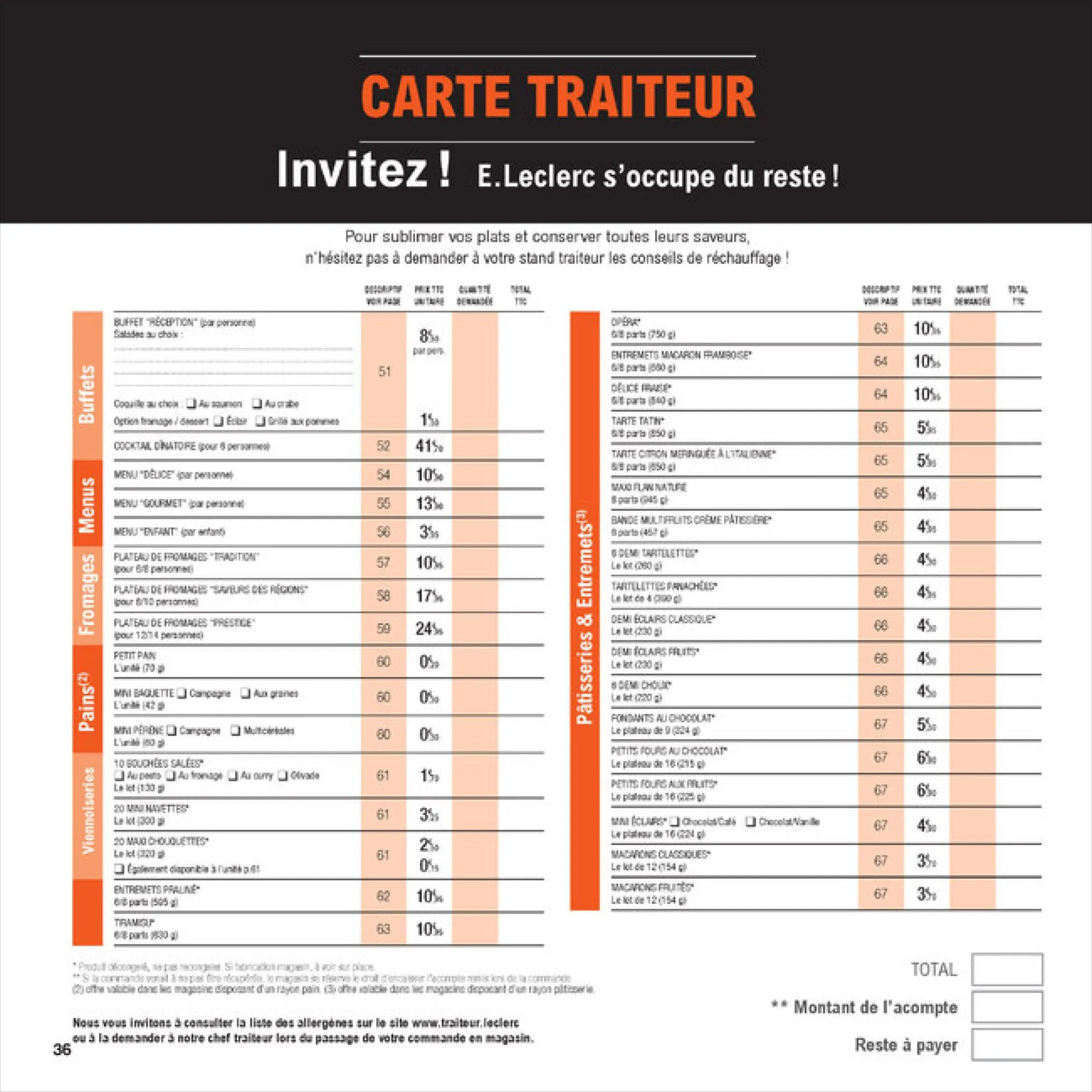 Catalogue VOTRE SERVICE TRAITEUR à prix E. Leclerc, page 00036