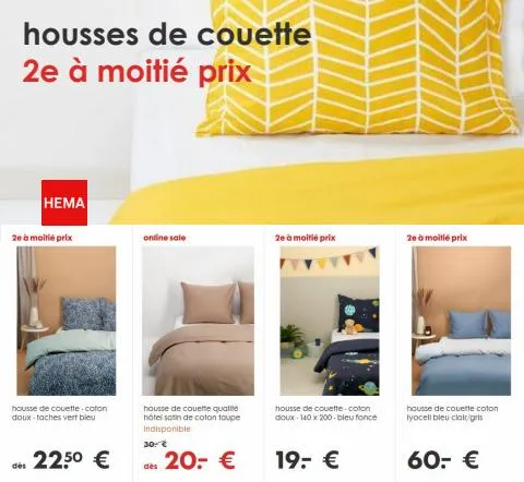 housses de couette 2e à moitié prix