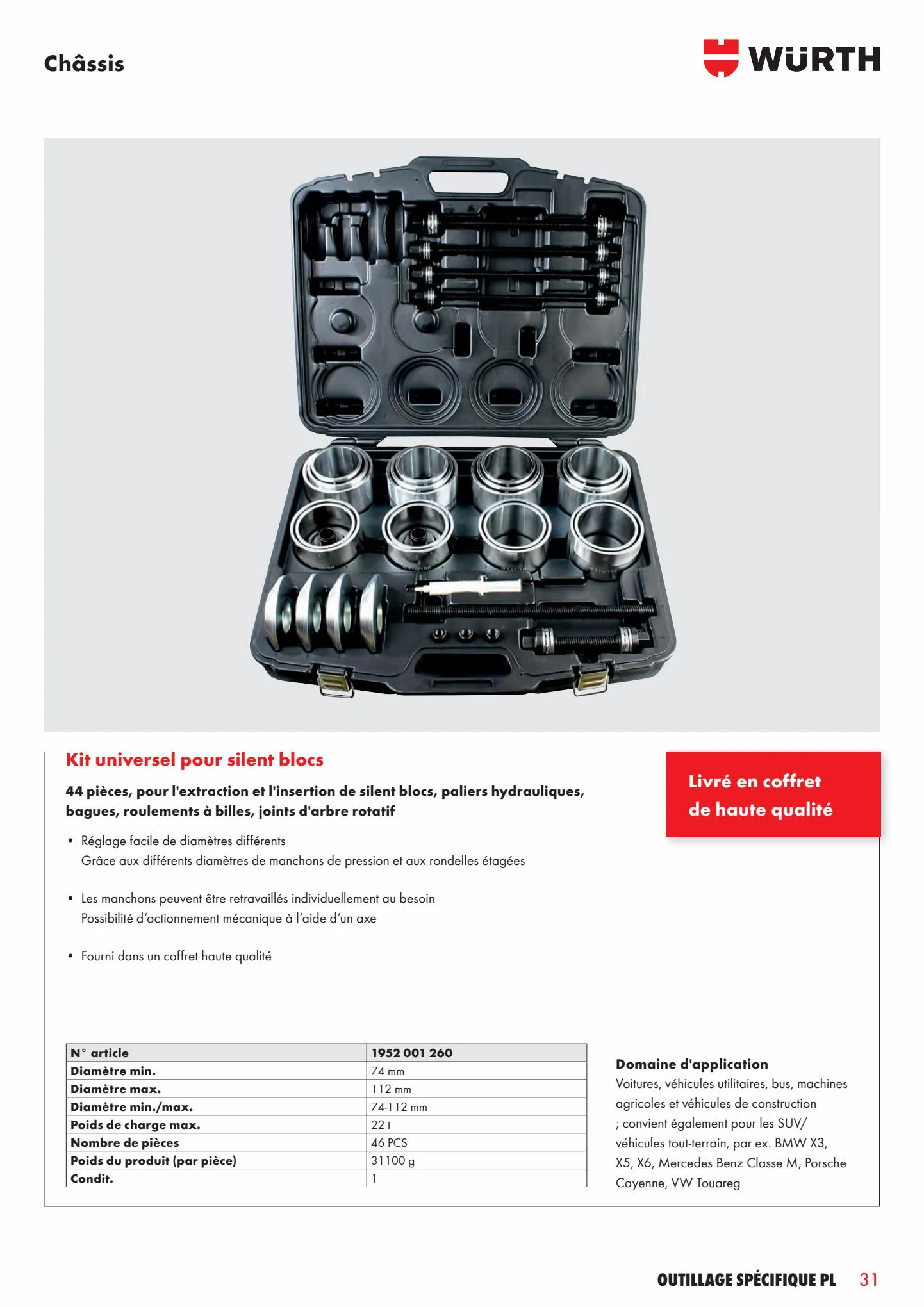 Catalogue Outillage specifique pl, page 00031