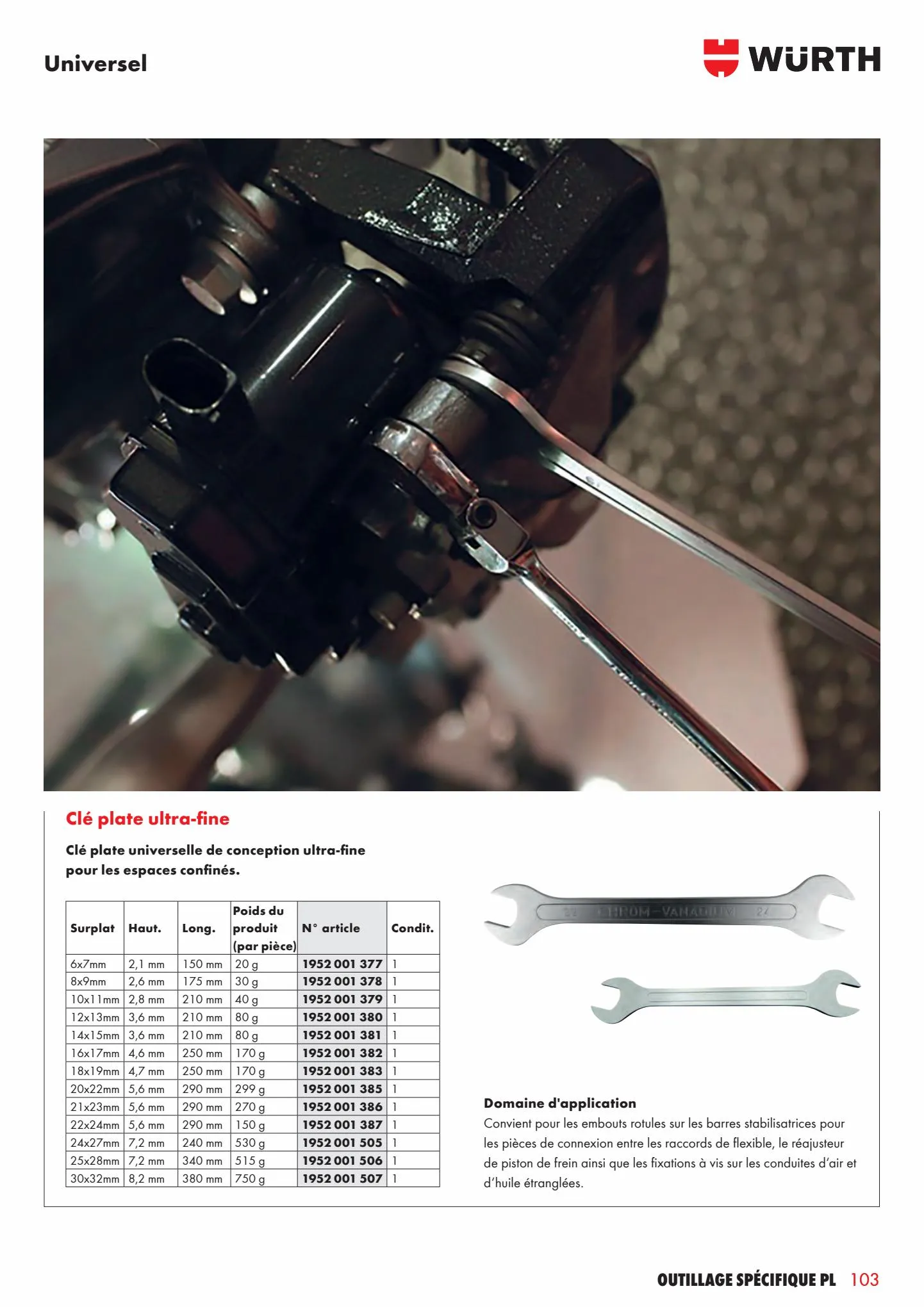 Catalogue Outillage specifique pl, page 00103