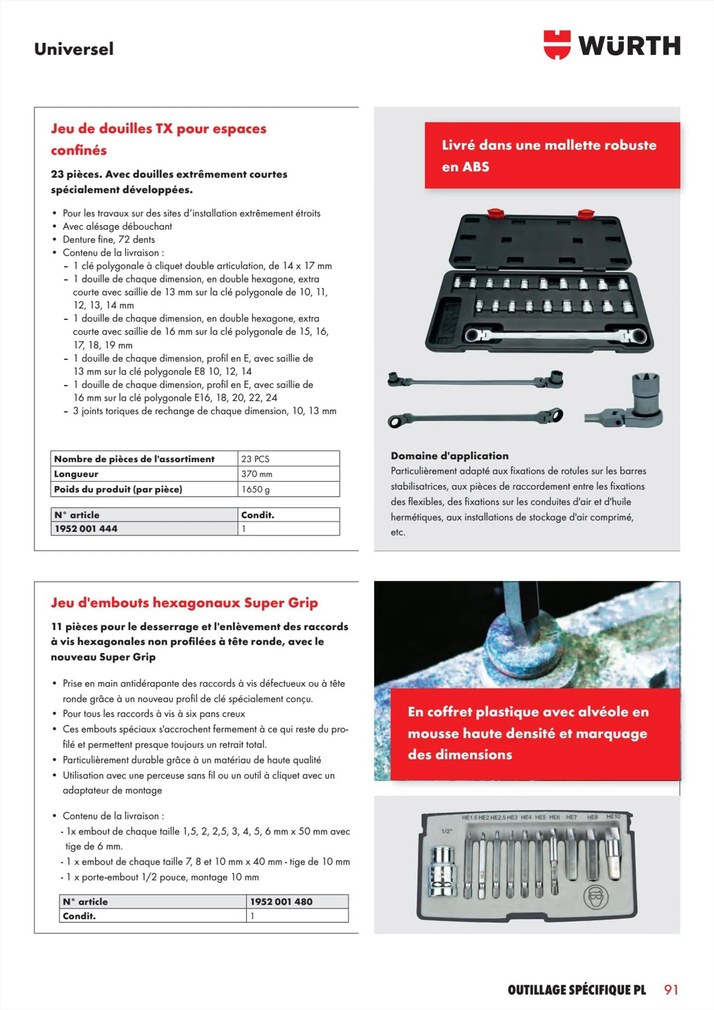 Catalogue Würth Catalogueoutillage spécifique PL, page 00091