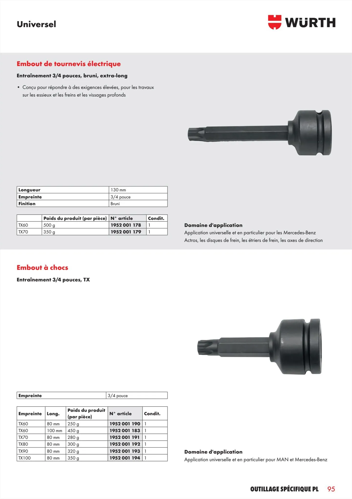 Catalogue Würth Catalogueoutillage spécifique PL, page 00095