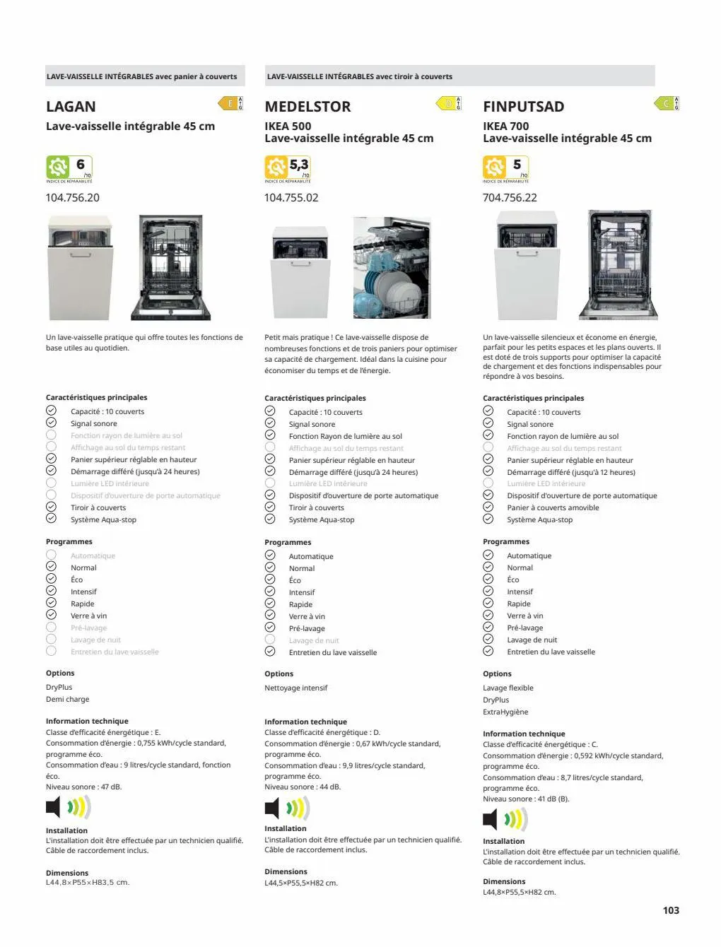 Catalogue IKEA ÉLECTROMÉNAGER Guide d’achat 2023, page 00103