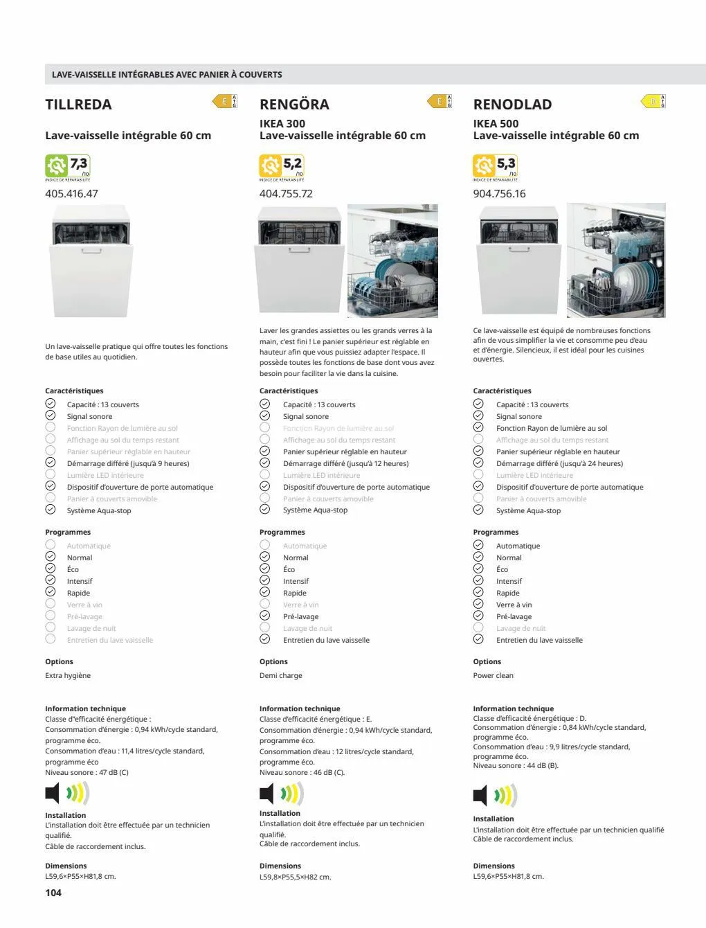 Catalogue IKEA ÉLECTROMÉNAGER Guide d’achat 2023, page 00104