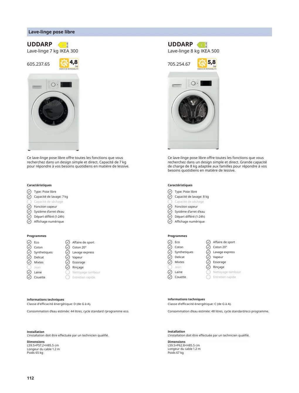 Catalogue IKEA ÉLECTROMÉNAGER Guide d’achat 2023, page 00112