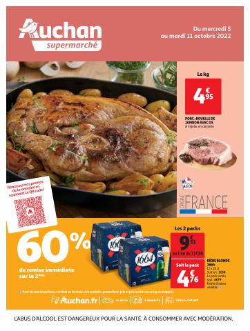 Promos de Hyper-Supermarchés à Lille | 60% de remise immédiate sur le 2ème sur Auchan Supermarché | 05/10/2022 - 11/10/2022