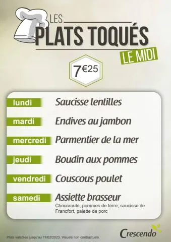 Carte Plats Toques