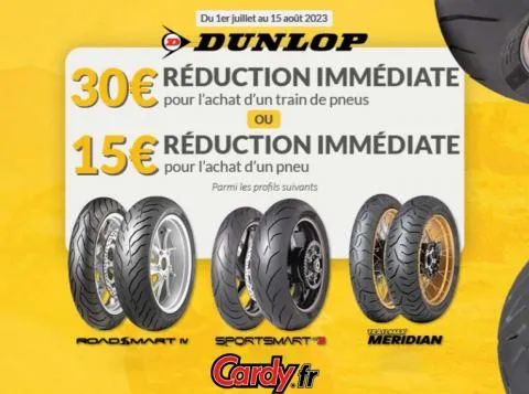 30€ reduction immediate pour l'achat d'un train de pneus