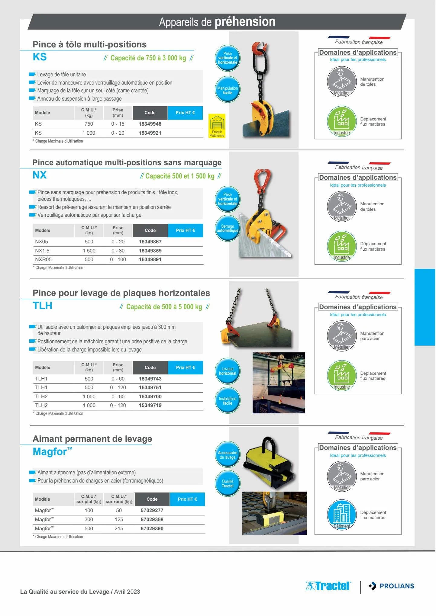 Catalogue La Qualite au service du Levage - Avril 2023 - PROLIANS, page 00005