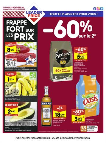 Catalogue Leader Price à Dieppe | -60% sur le 2e | 29/11/2022 - 11/12/2022