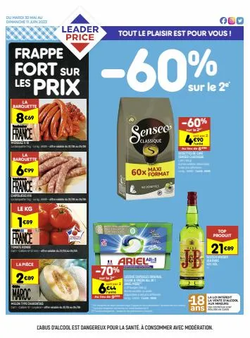 Catalogue Leader Price à Lyon | FRAPPE FORT SUR LES PRIX | 30/05/2023 - 11/06/2023