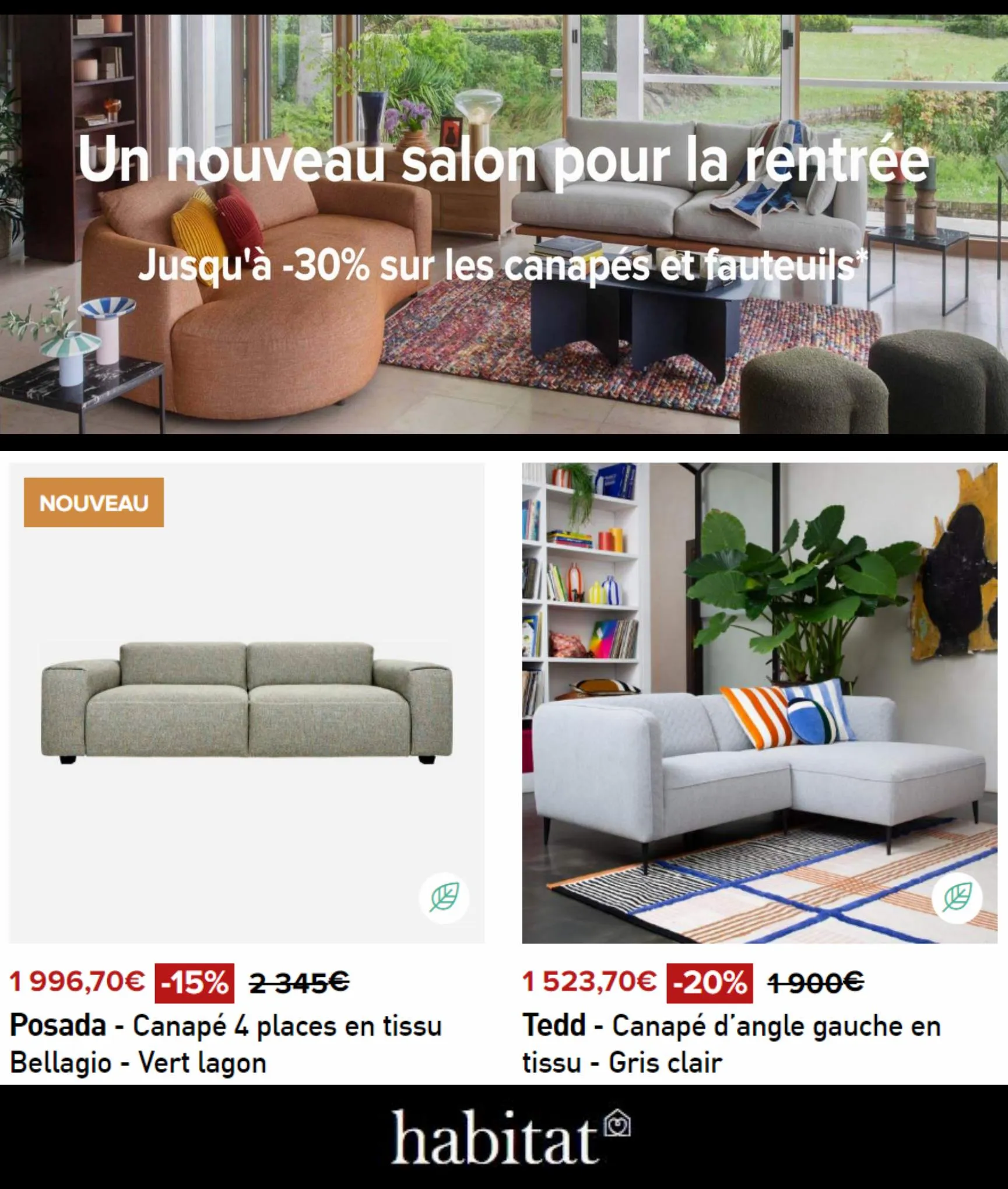 Catalogue Jusqu'à -30% sur les Canapés et Fauteuils*, page 00002