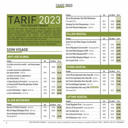 Catalogue Yves Rocher à Toulouse | TARIF 2023 | 02/05/2023 - 31/08/2023