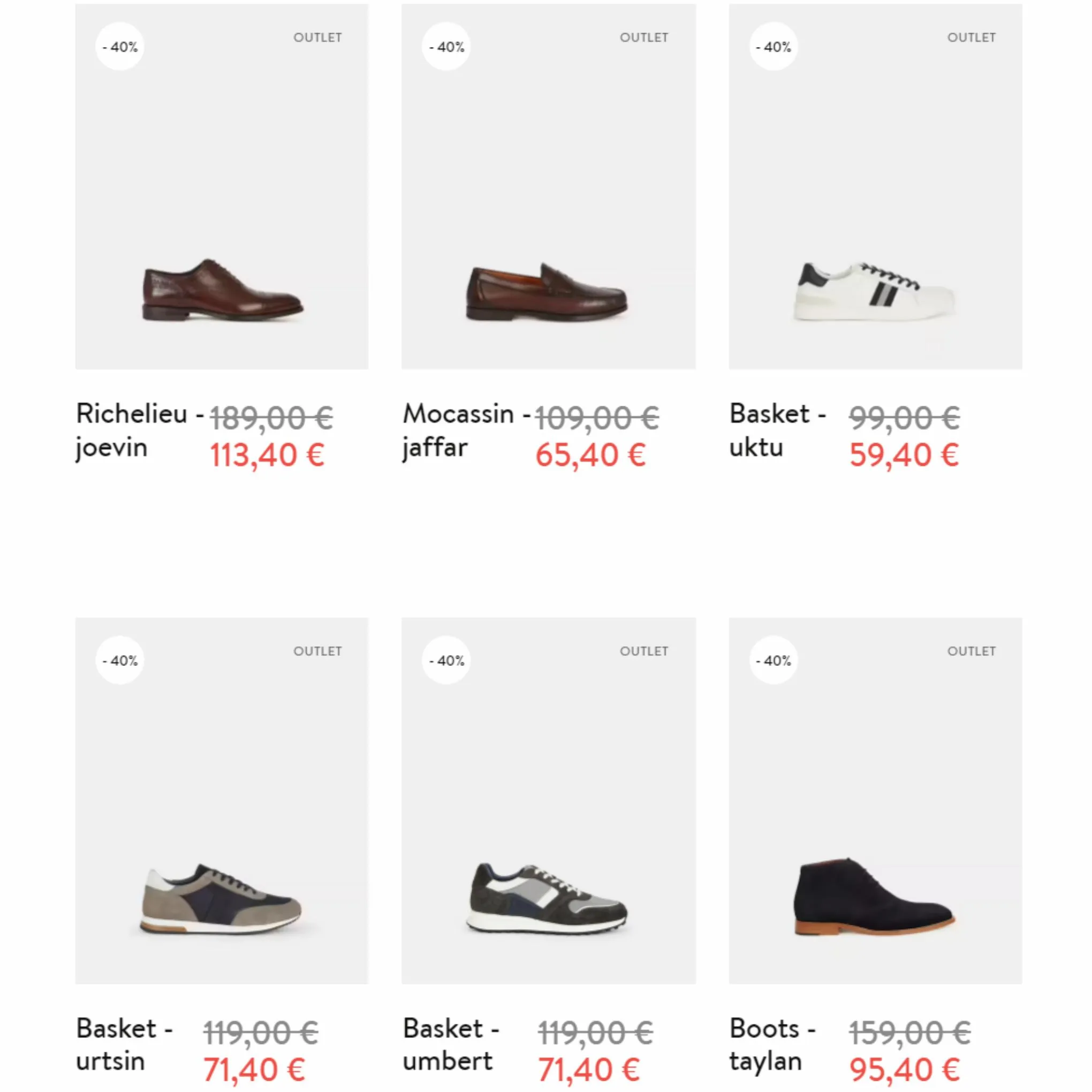 Catalogue -40% sur les chaussures homme, page 00006