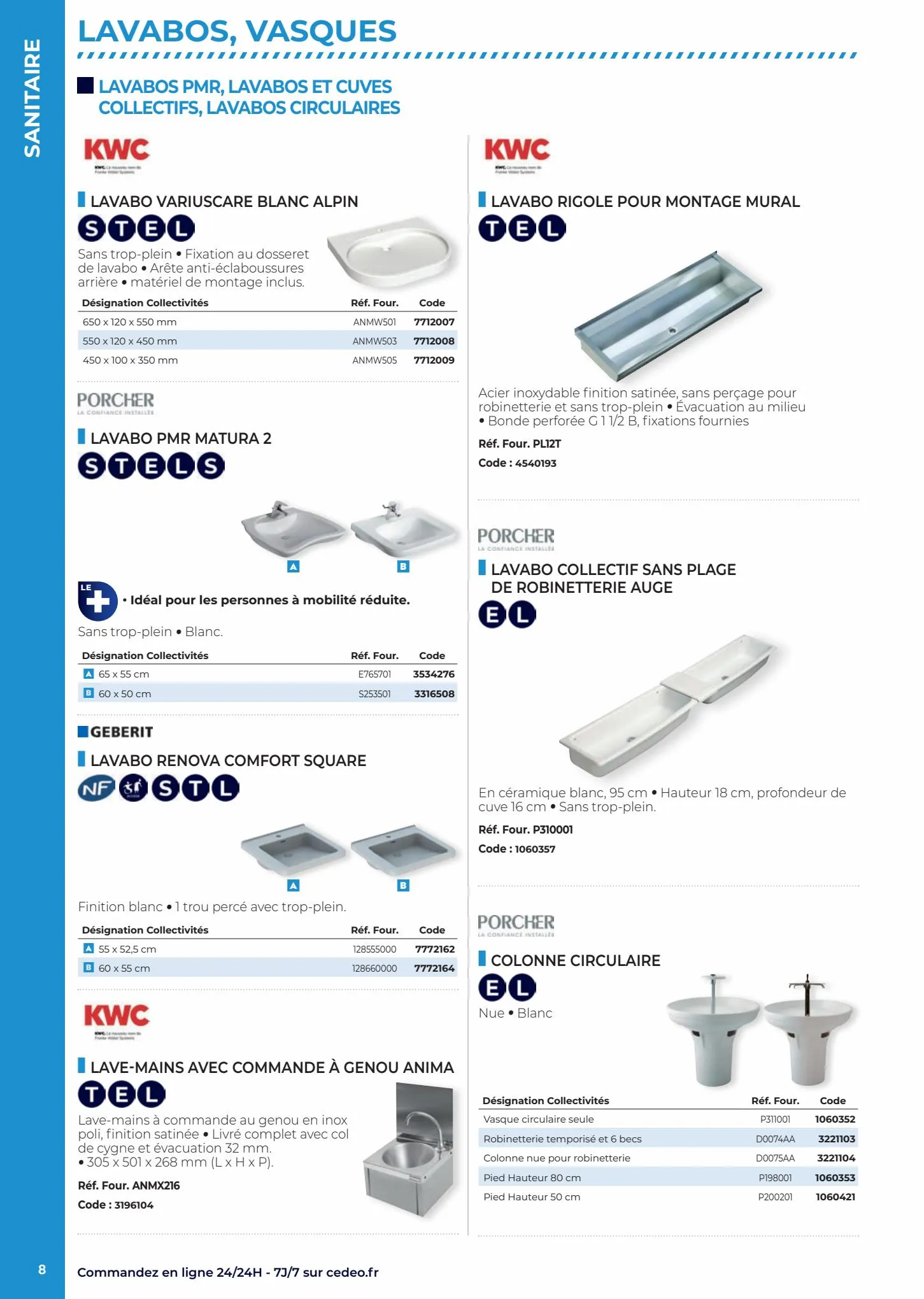 Catalogue Nouveau Catalogue CEDEO dédié aux sanitaires des collectivités, page 00008