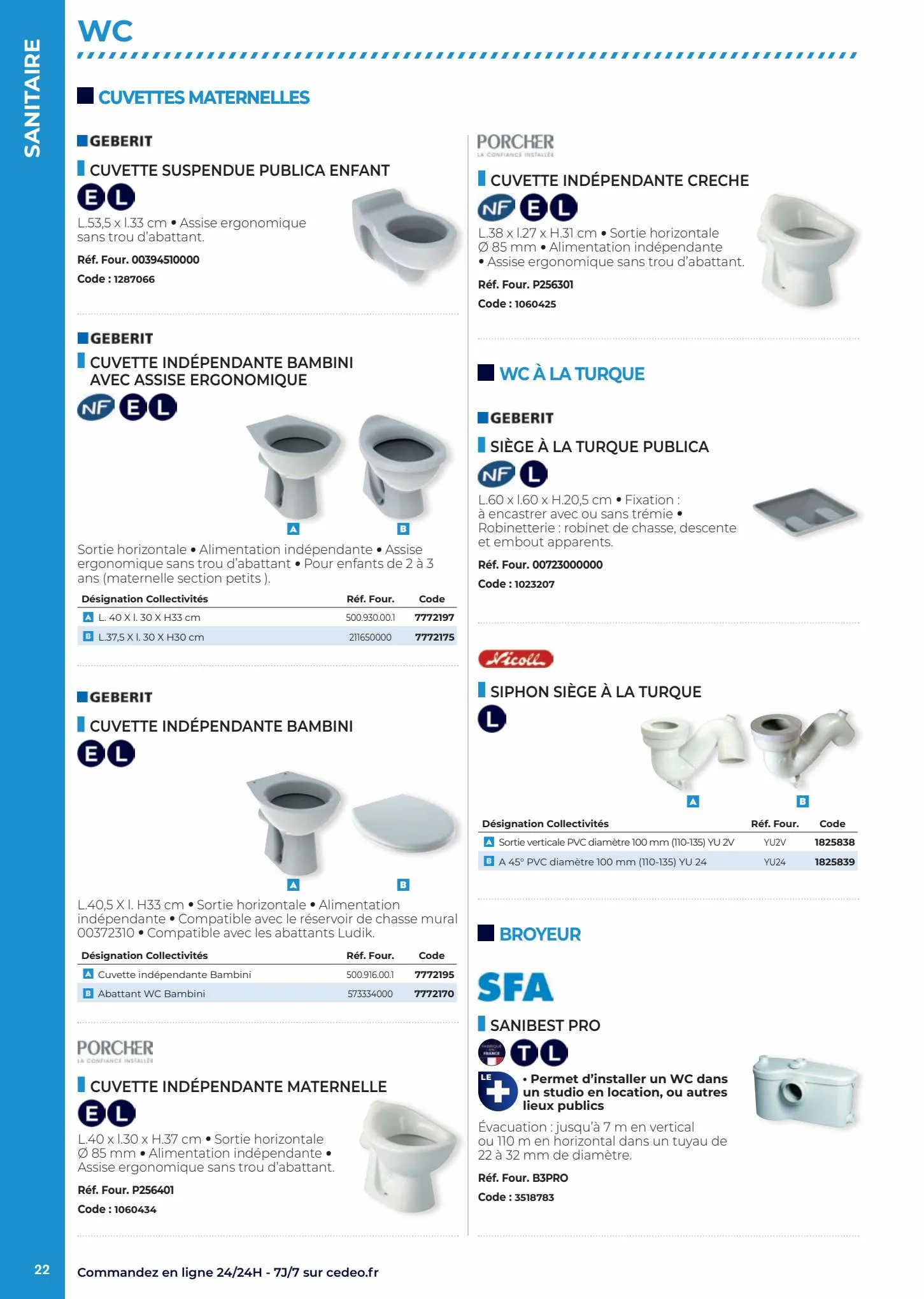 Catalogue Nouveau Catalogue CEDEO dédié aux sanitaires des collectivités, page 00022