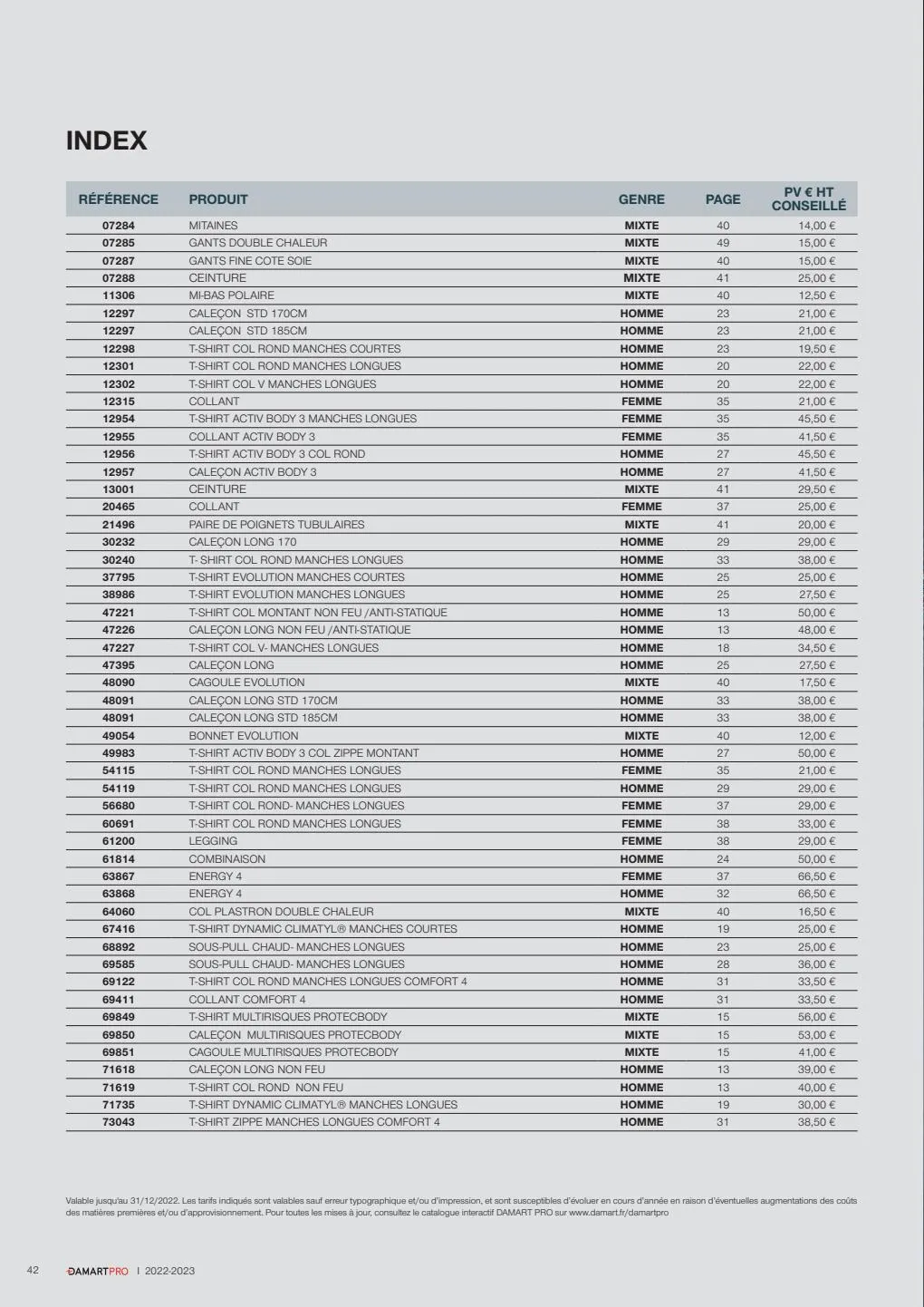 Catalogue Catalogue DamartPro 2022-2023, page 00042