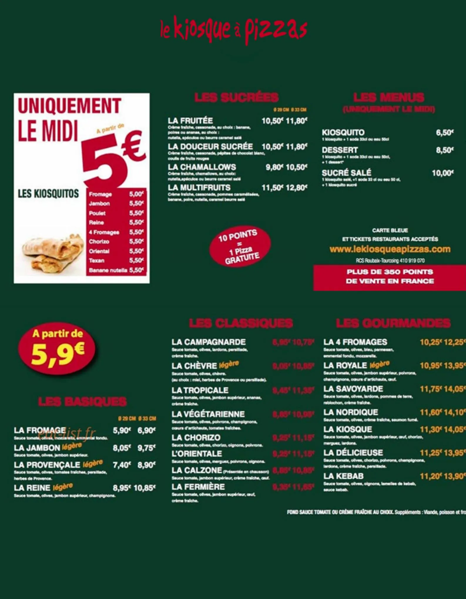 Catalogue Le Kiosque A Pizza menu, page 00002