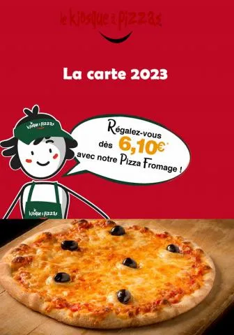Carte du Kiosque à Pizzas - Tarifs 2023