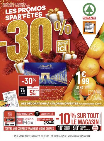 Catalogue Spar Supermarché | Les promos Spar'fêtes | 30/11/2022 - 11/12/2022