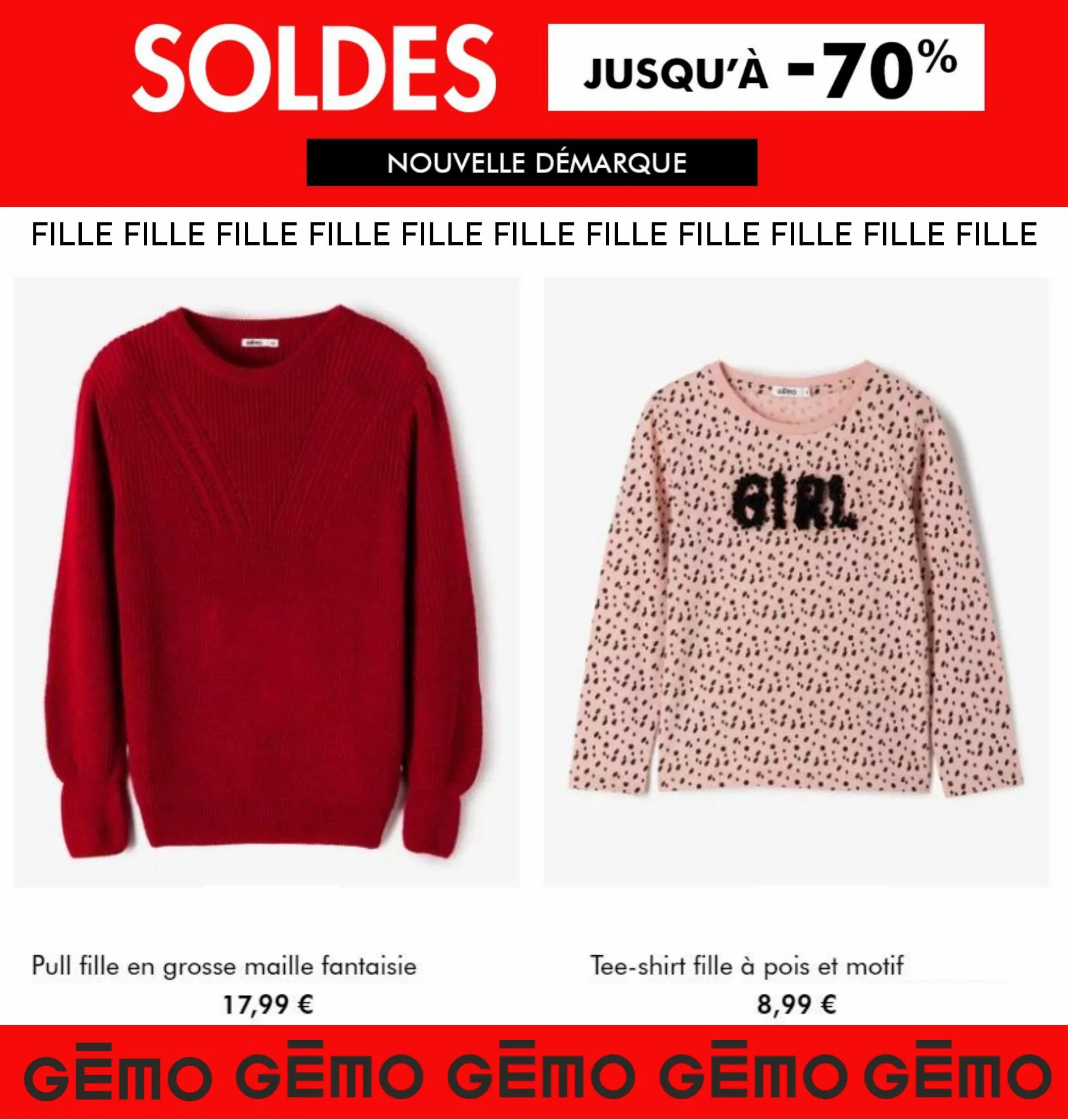 Catalogue SOLDES FILLE GEMO, page 00001