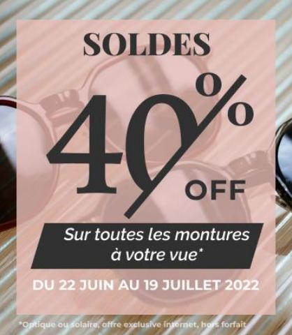 Promos de Santé et Opticiens à Paris | Soldes 40% Off* sur Optical Center | 23/06/2022 - 19/07/2022