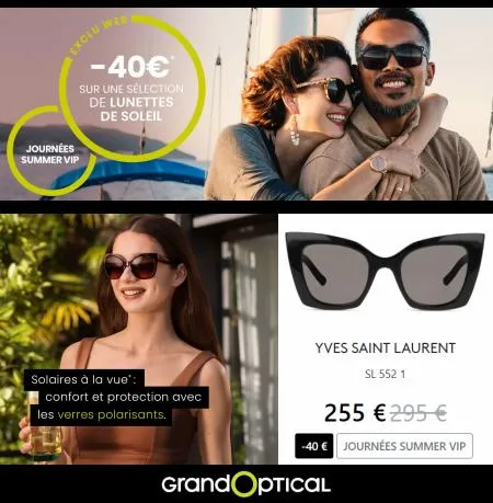 Exclu Web -40€* sur une Sélection de Lunettes de Soleil